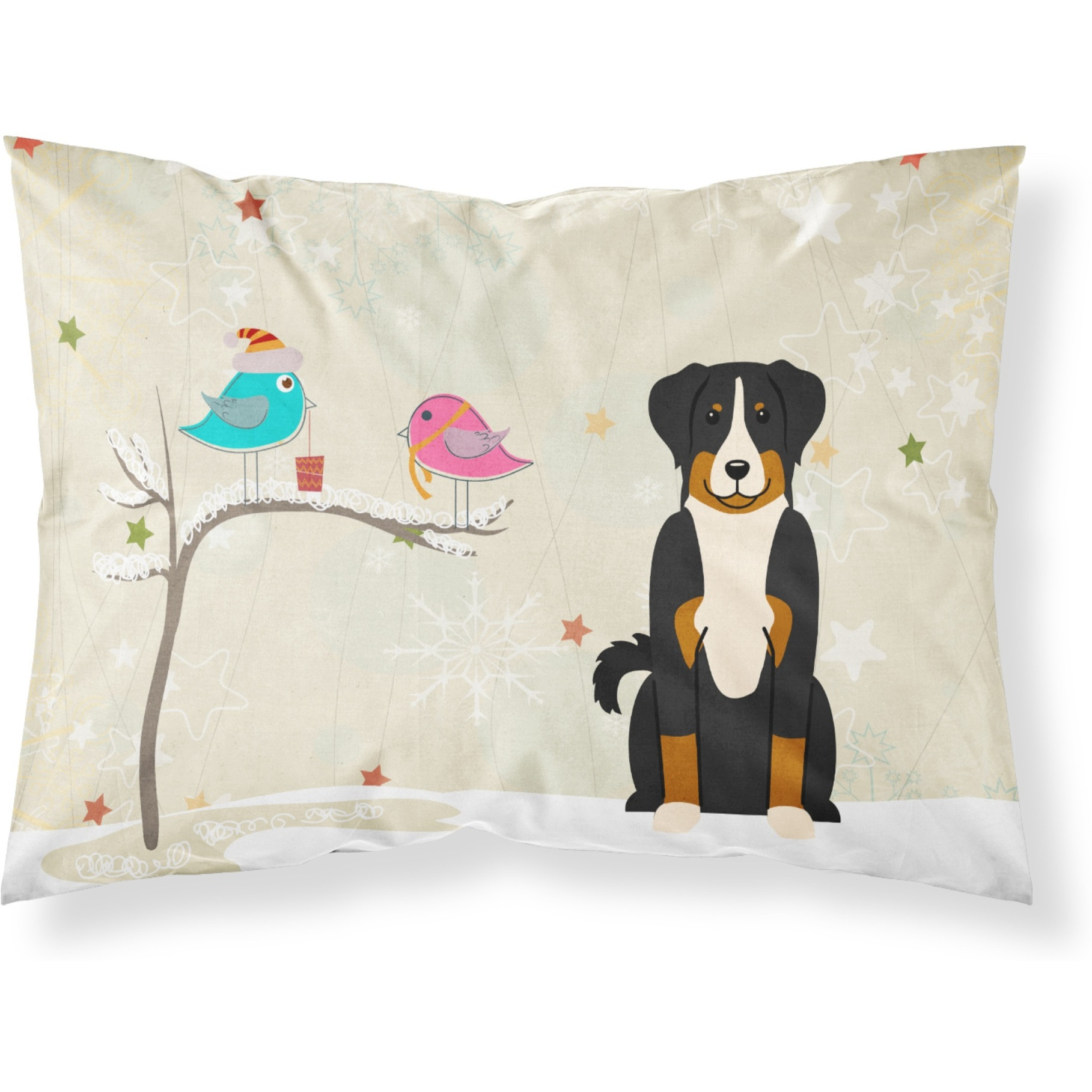 Caroline's Treasures Christmas Presents Friends Appenzeller Sennenhund Fabric Standard Pillowcase BB2515PILLOWCASE