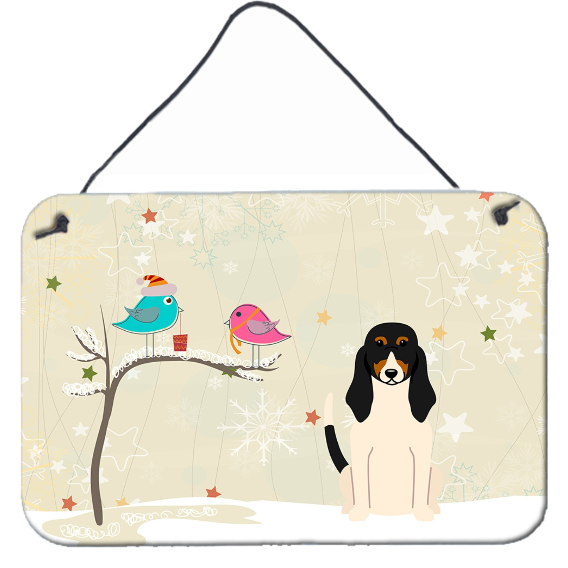 &quotCaroline's Treasures Christmas Presents between Friends Swiss Hound Wall or Door Hanging Prints BB2516DS812, 8"" x 12"", Multicolor"