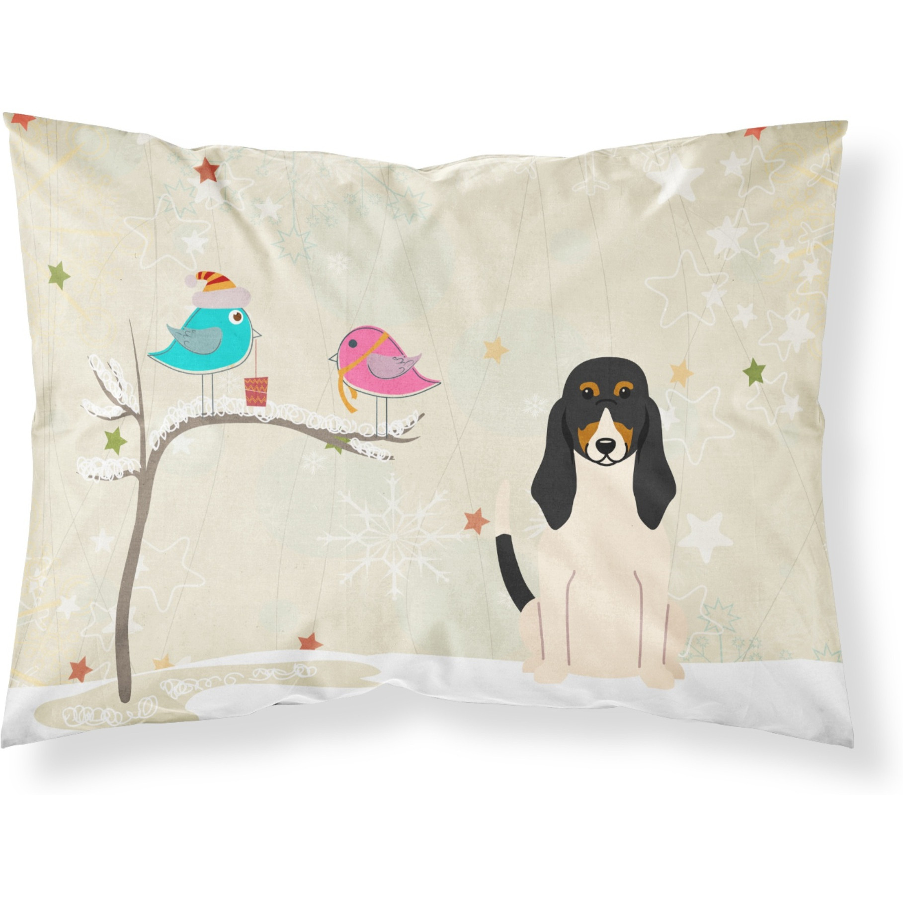&quotCaroline's Treasures Christmas Presents between Friends Swiss Hound Fabric Standard Pillowcase BB2516PILLOWCASE, Multicolor"