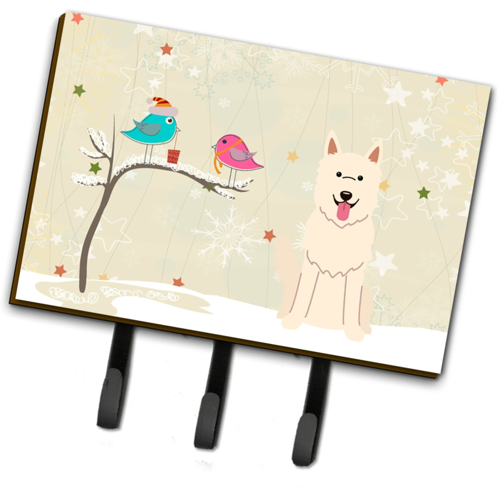 &quotCaroline's Treasures Christmas Presents between Friends White German Shepherd Leash or Key Holder BB2517TH68, Triple, Multicolor"