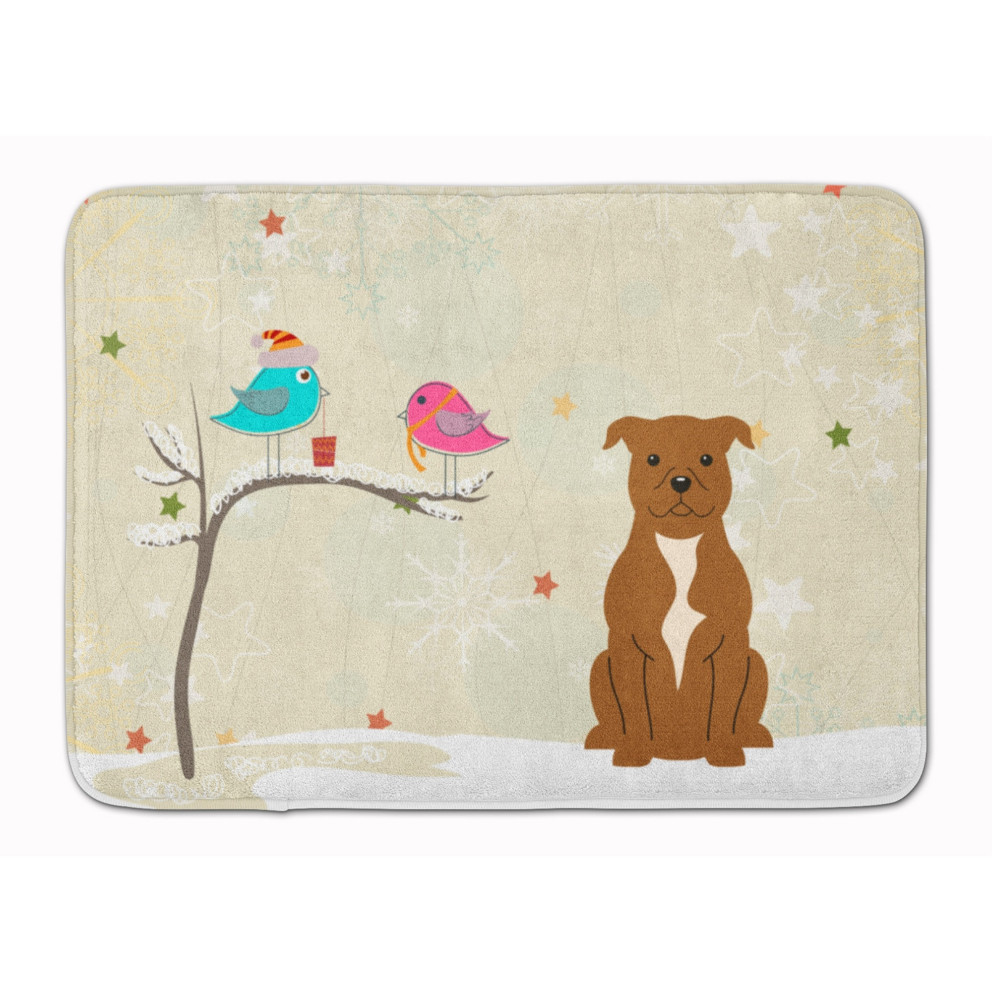 &quotCaroline's Treasures Christmas Bull Terrier Brown Floor Mat, 19"" x 27"", Multicolor"
