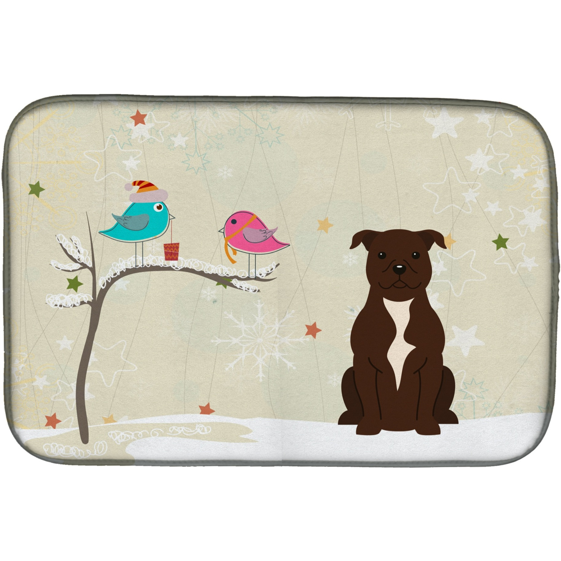 &quotCaroline's Treasures Staffordshire Bull Terrier Chocolate Dish Drying Mat, 14"" x 21"", Christmas Presents"