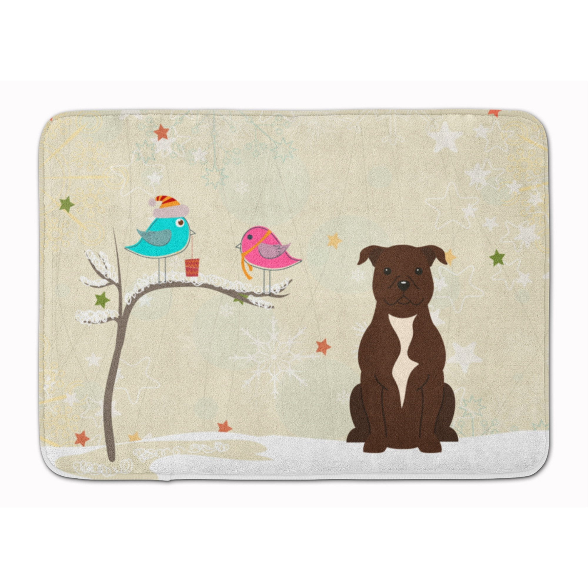 &quotCaroline's Treasures Christmas Bull Terrier Chocolate Floor Mat, 19"" x 27"", Multicolor"