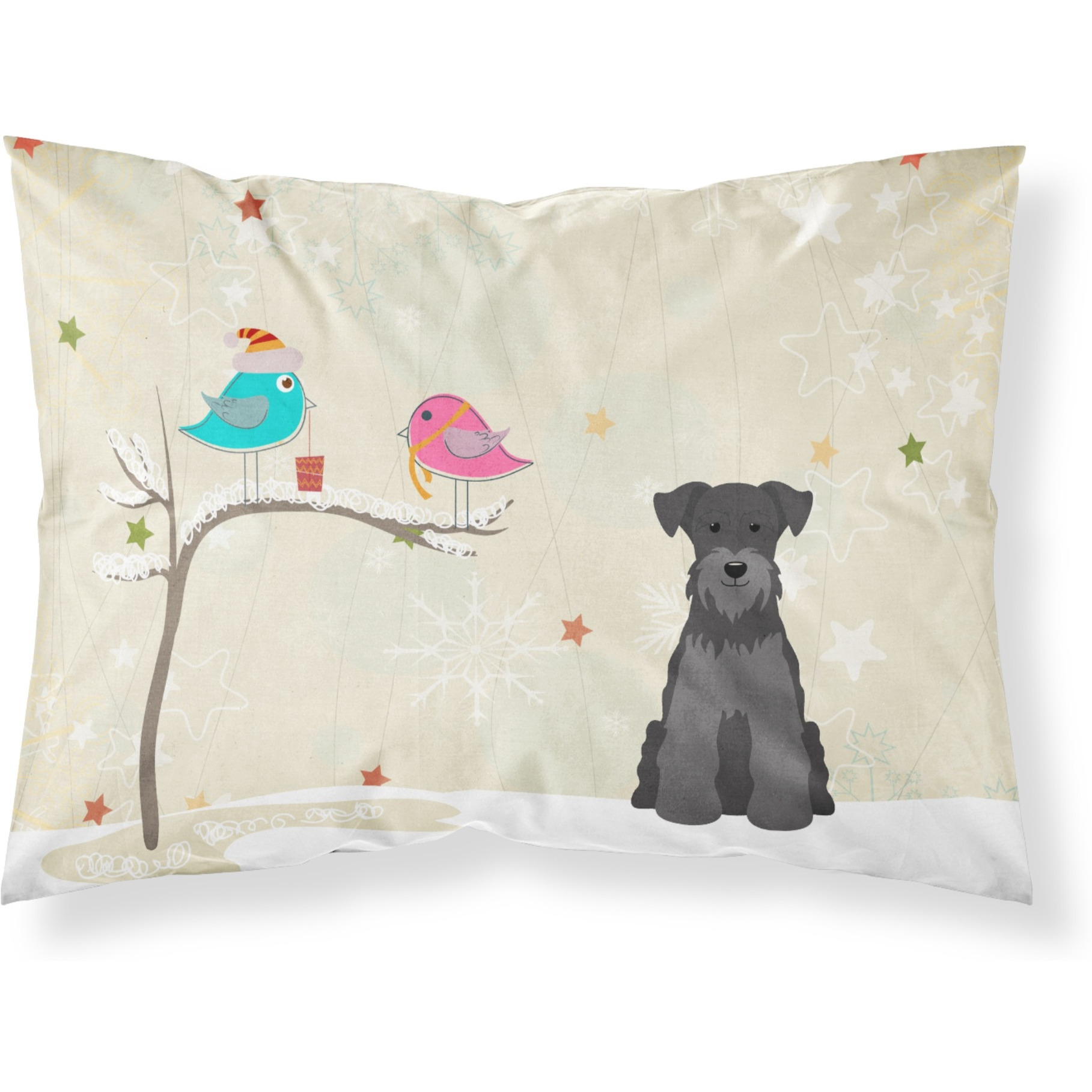 &quotCaroline's Treasures Christmas Presents between Friends Miniature Schanuzer Black Fabric Standard Pillowcase BB2523PILLOWCASE, Multicolor"