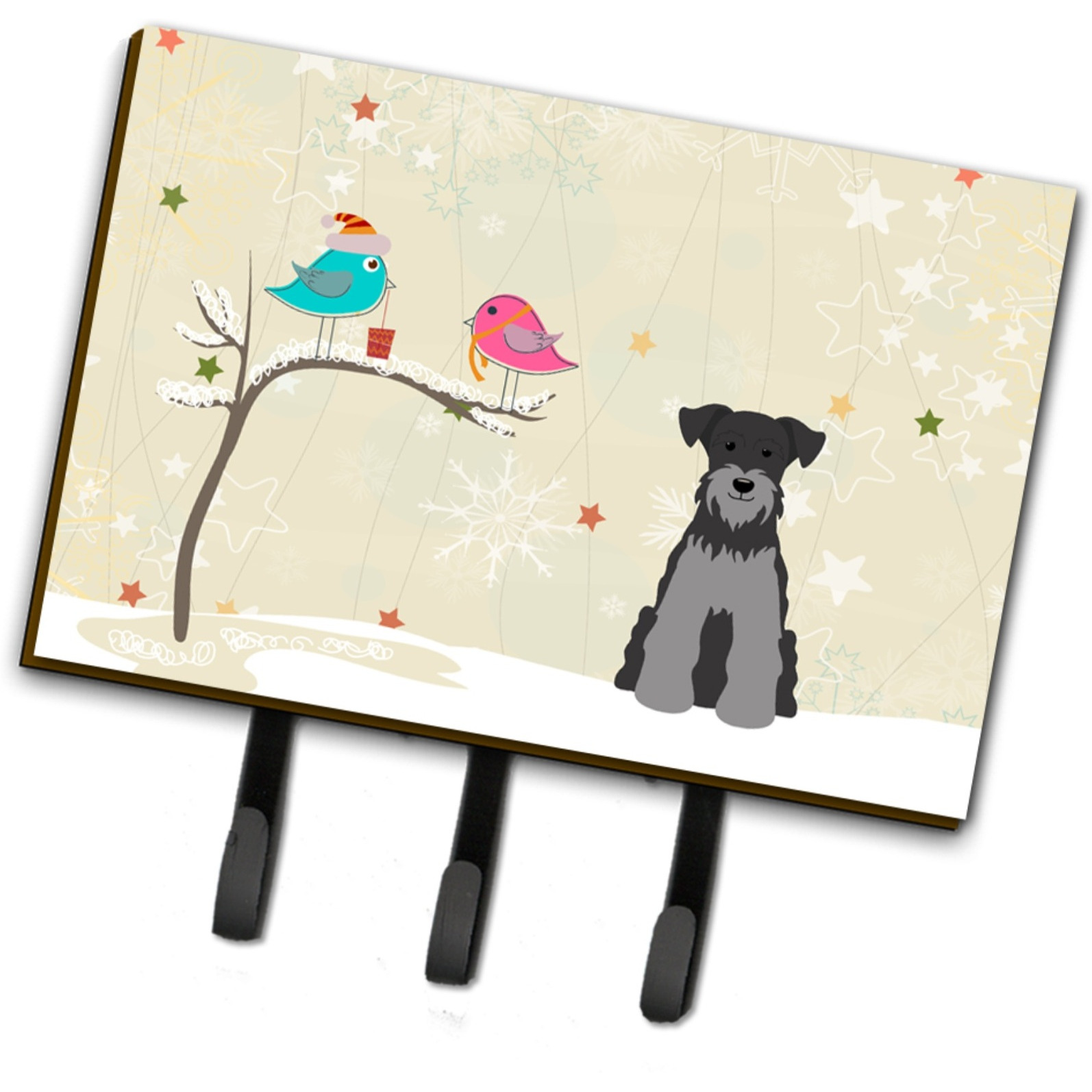 &quotCaroline's Treasures Christmas Presents between Friends Miniature Schanuzer Black Silver Leash or Key Holder BB2524TH68, Triple, Multicolor"