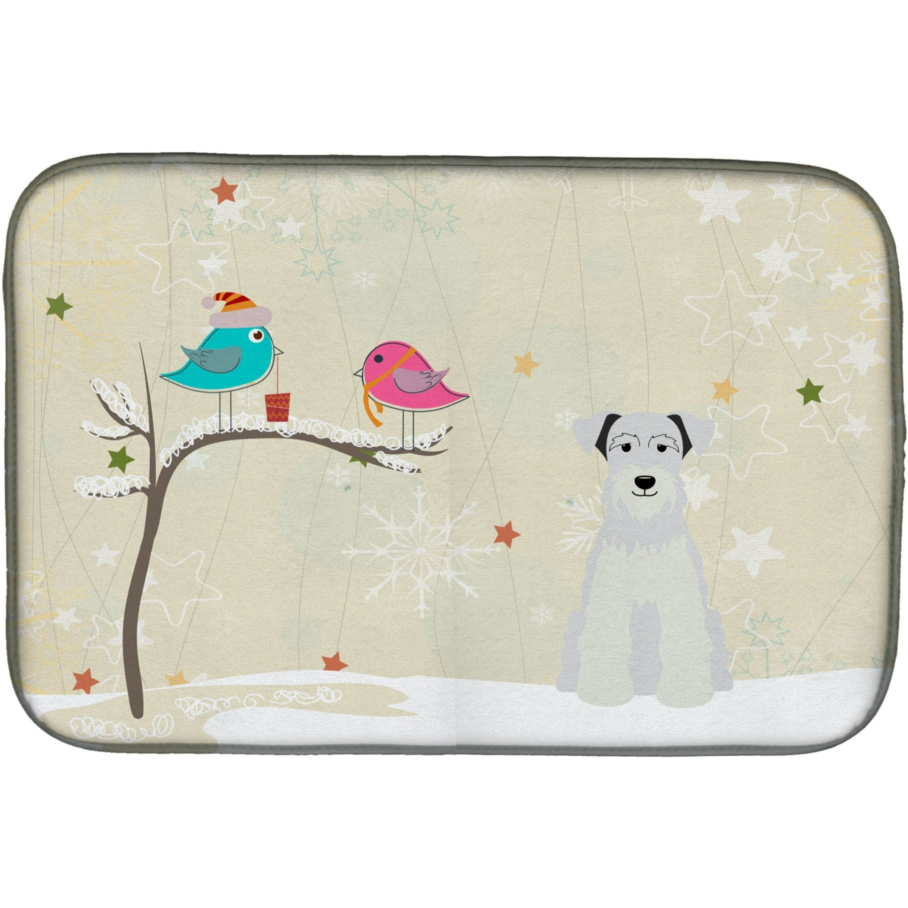 &quotCaroline's Treasures Christmas Presents between Friends Miniature Schnauzer Dish Drying Mat, 14"" x 21"""