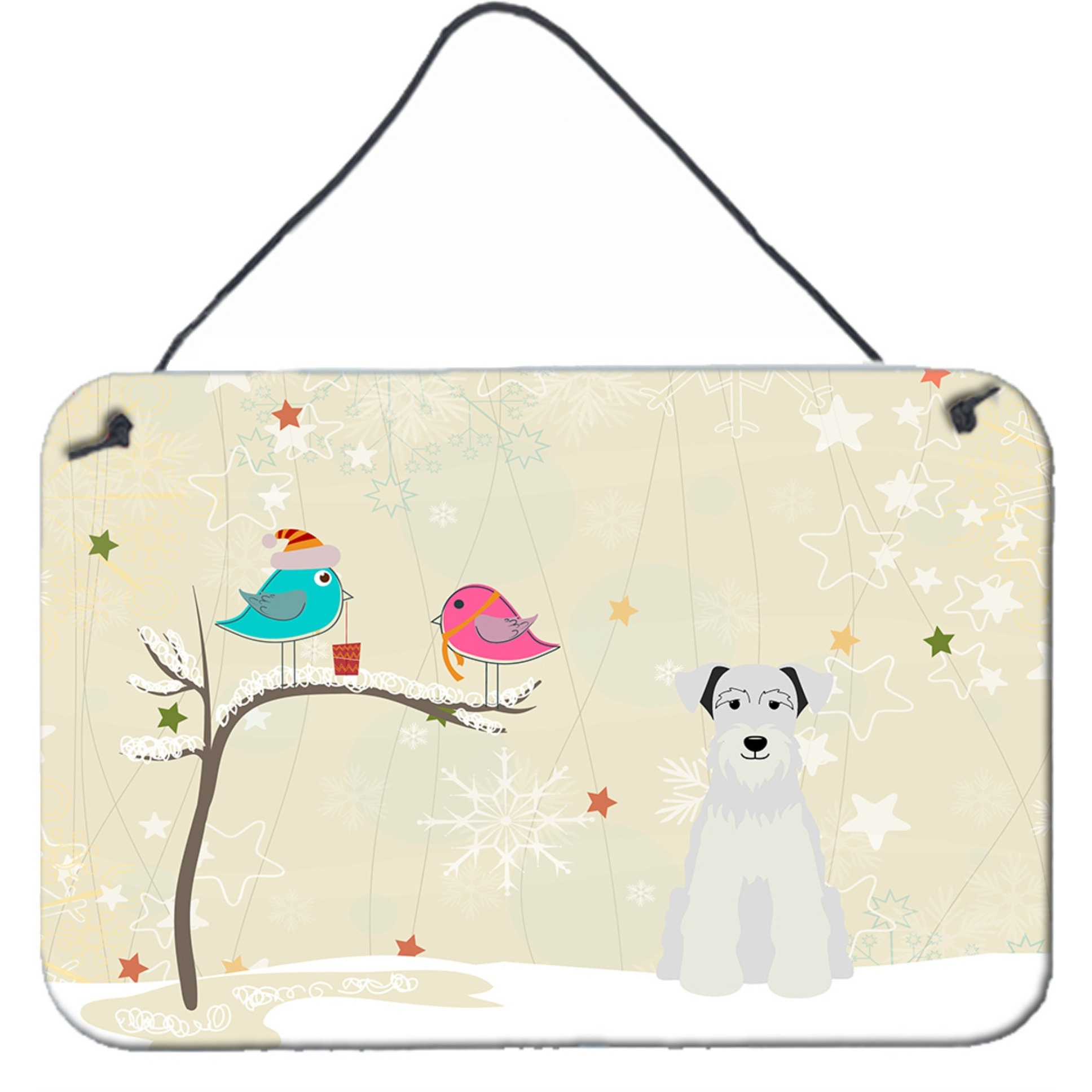 &quotCaroline's Treasures Christmas Presents between Friends Miniature Schanuzer White Wall or Door Hanging Prints BB2525DS812, 8"" x 12"", Multicolor"