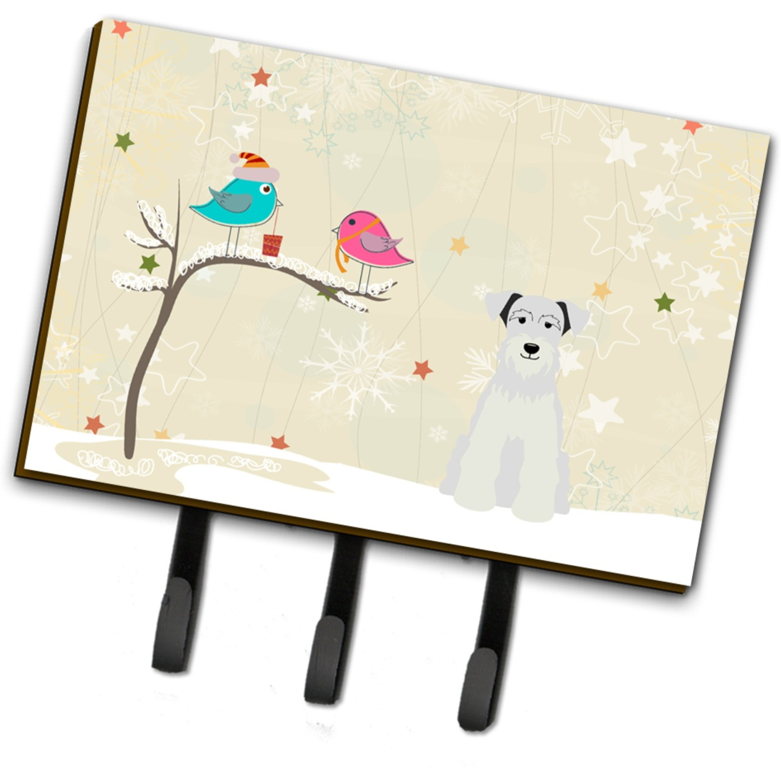 &quotCaroline's Treasures Christmas Presents between Friends Miniature Schanuzer White Leash or Key Holder BB2525TH68, Triple, Multicolor"