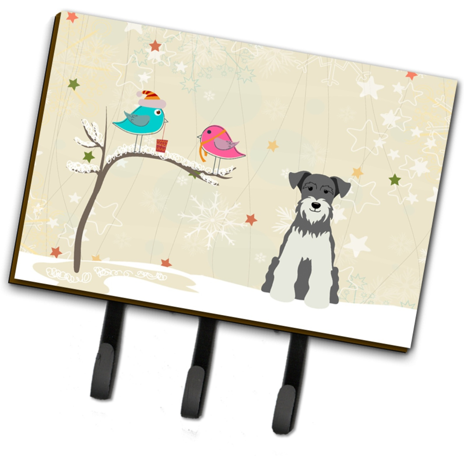 &quotCaroline's Treasures Christmas Presents between Friends Miniature Schanuzer Salt and Pepper Leash or Key Holder BB2526TH68, Triple, Multicolor"