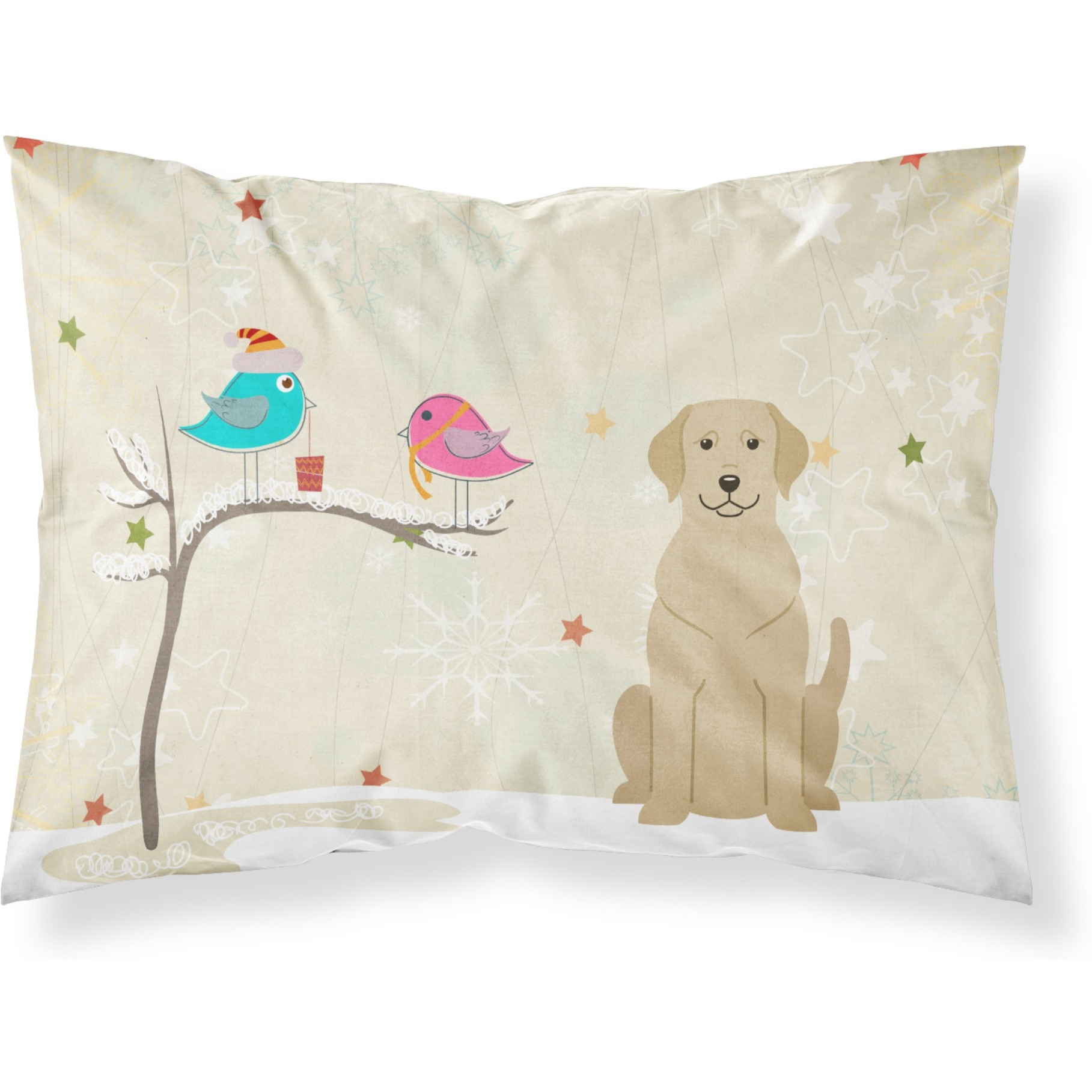 &quotCaroline's Treasures Christmas Presents between Friends Yellow Labrador Fabric Standard Pillowcase BB2527PILLOWCASE, Multicolor"