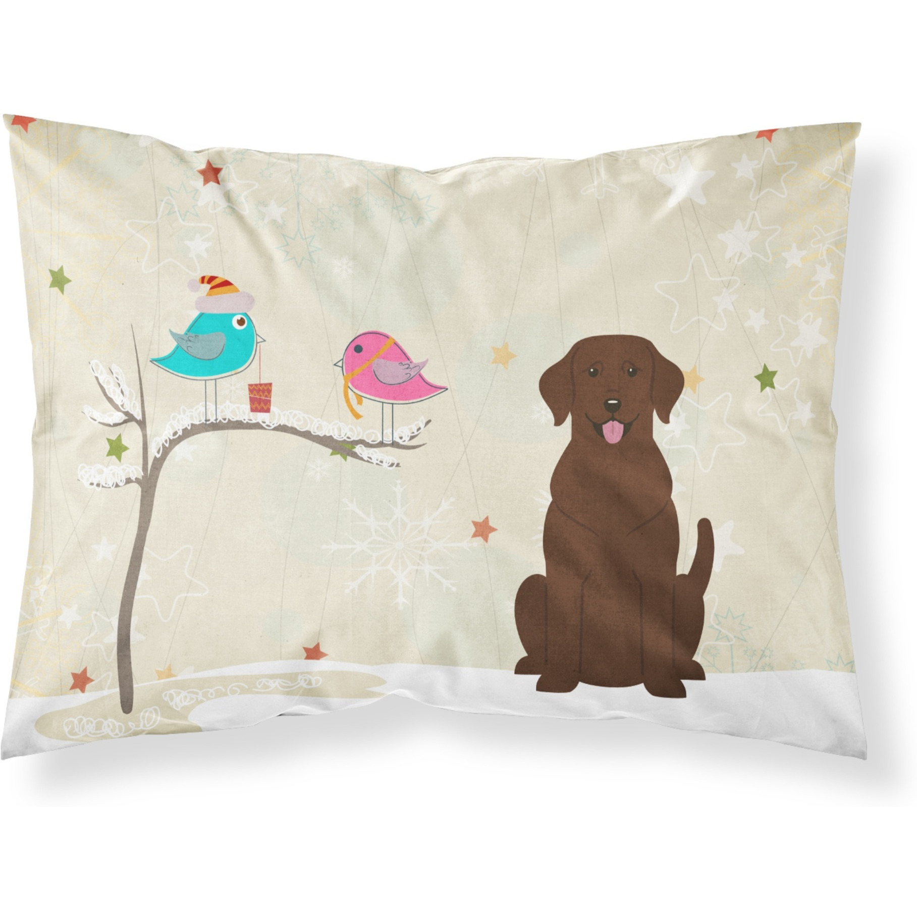 &quotCaroline's Treasures Christmas Presents between Friends Chocolate Labrador Fabric Standard Pillowcase BB2528PILLOWCASE, Multicolor"