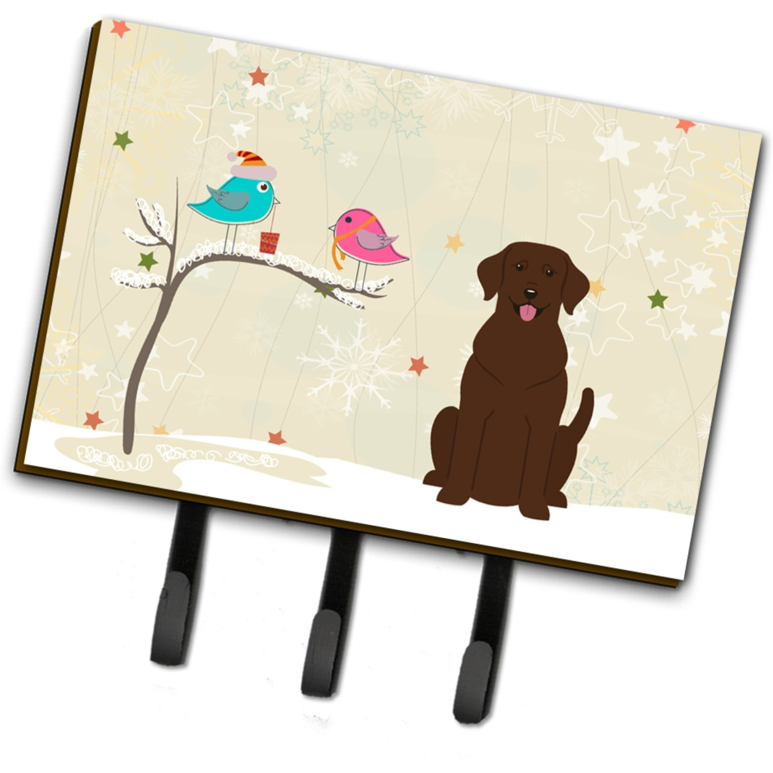 &quotCaroline's Treasures Christmas Presents Friends Chocolate Labrador Leash or Key Holder BB2528TH68, Triple"