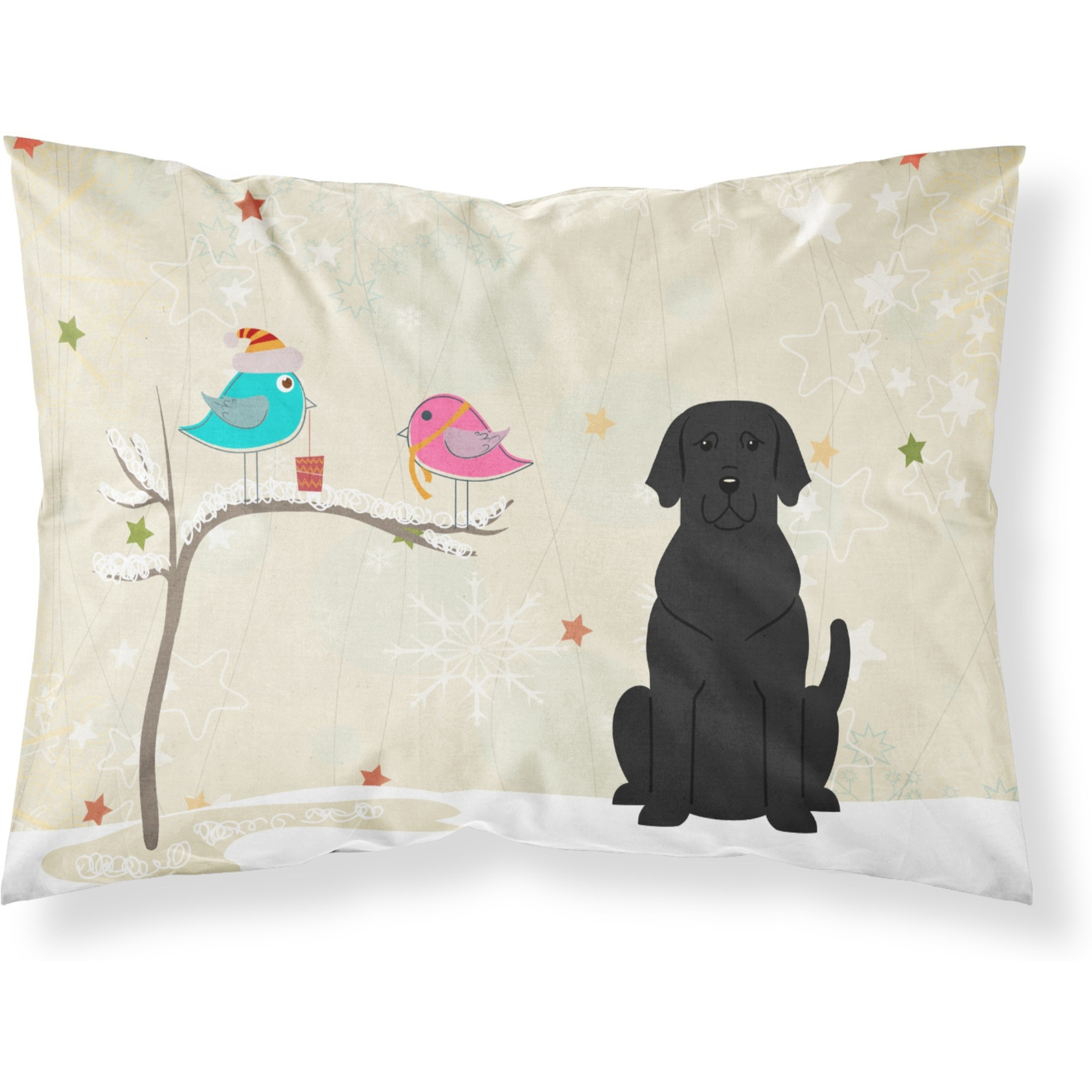 &quotCaroline's Treasures Christmas Presents between Friends Black Labrador Fabric Standard Pillowcase BB2529PILLOWCASE, Multicolor"