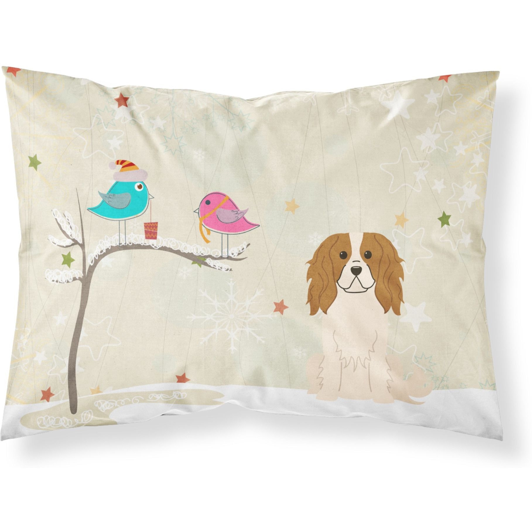 &quotCaroline's Treasures Christmas Presents between Friends Cavalier Spaniel Fabric Standard Pillowcase BB2530PILLOWCASE, Multicolor"