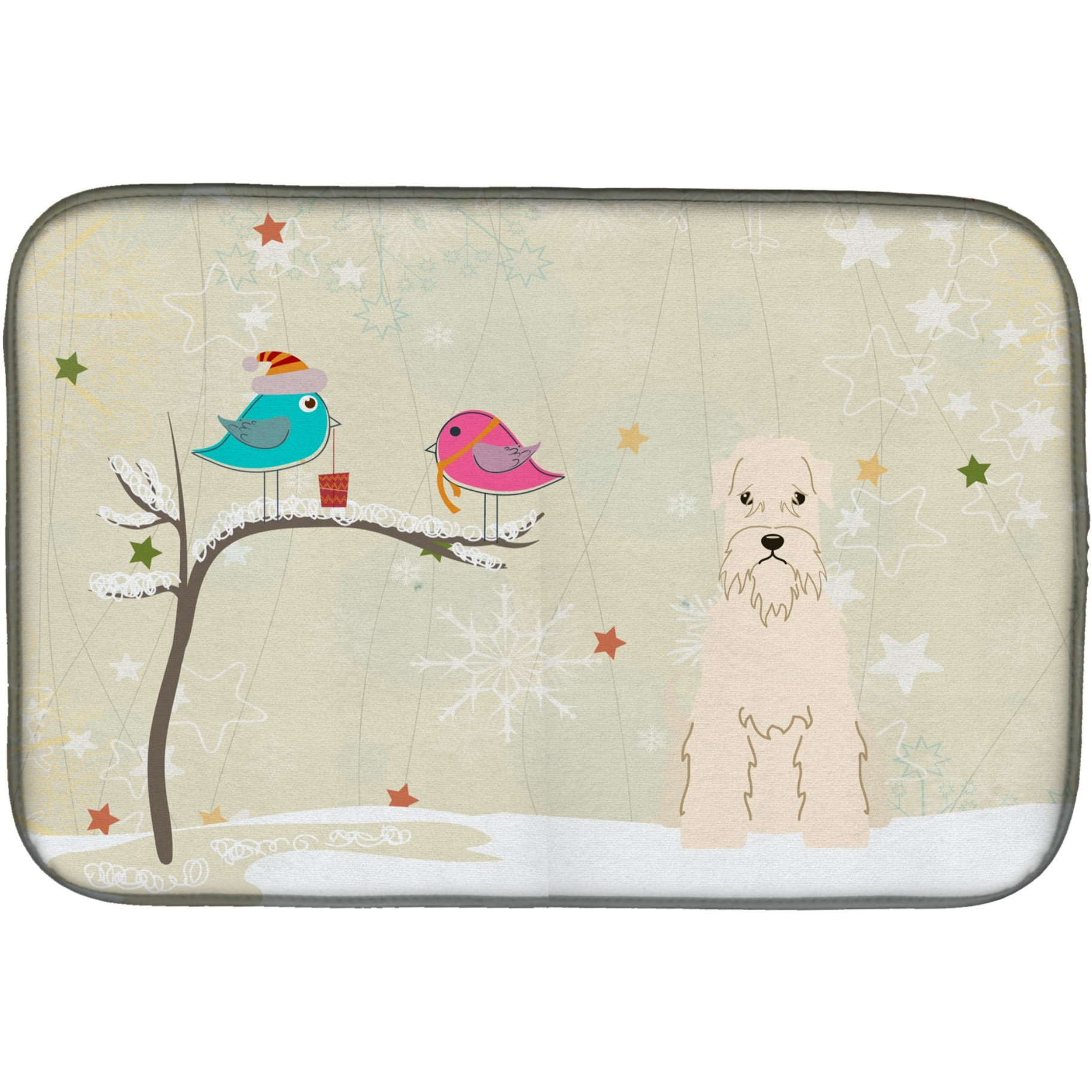 &quotCaroline's Treasures Christmas Presents Between Friends Soft Coated Wheaten Terrier Dish Drying Mat, 14"" x 21"""