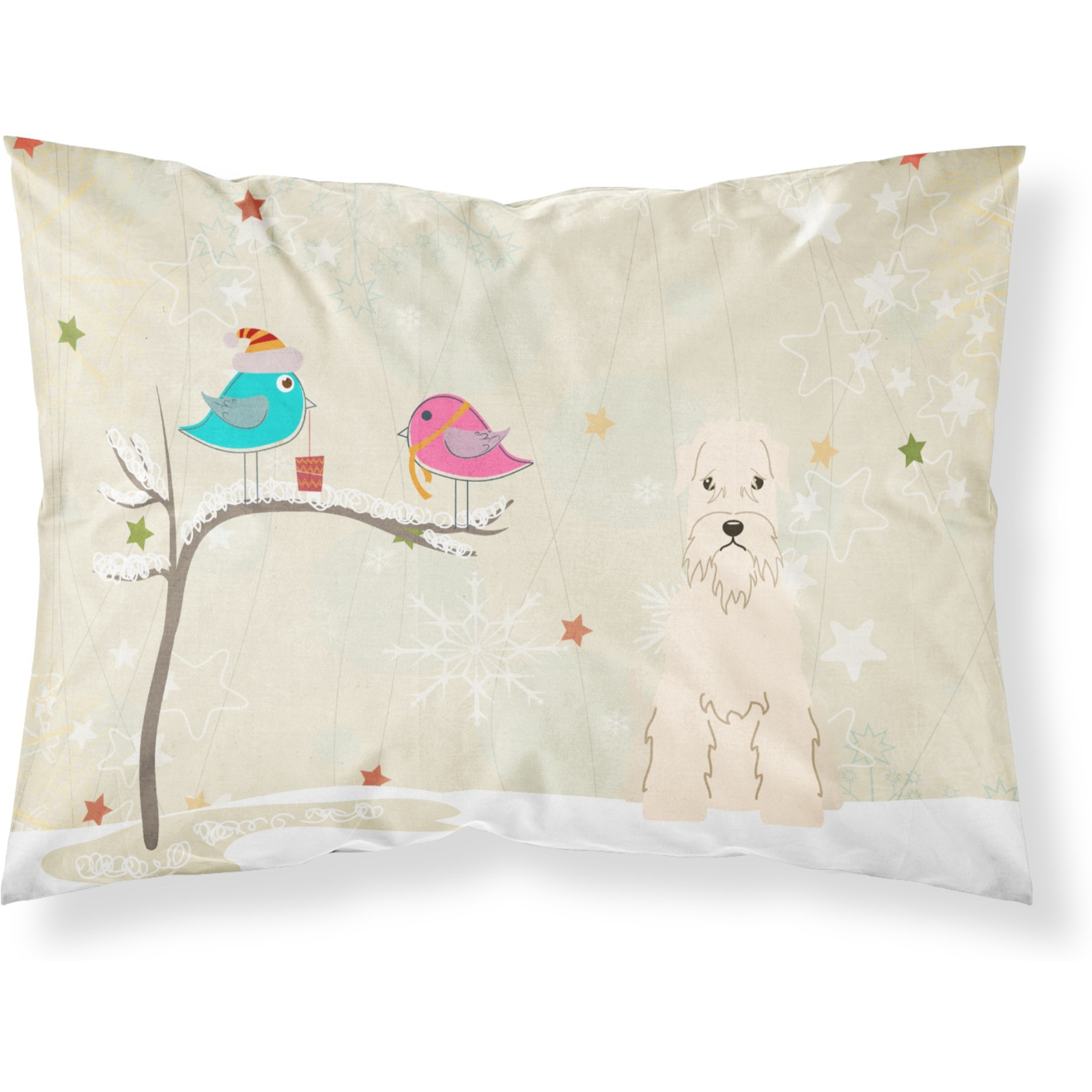 Caroline's Treasures Christmas Presents Friends Soft Coated Wheaten Terrier Fabric Standard Pillowcase BB2533PILLOWCASE