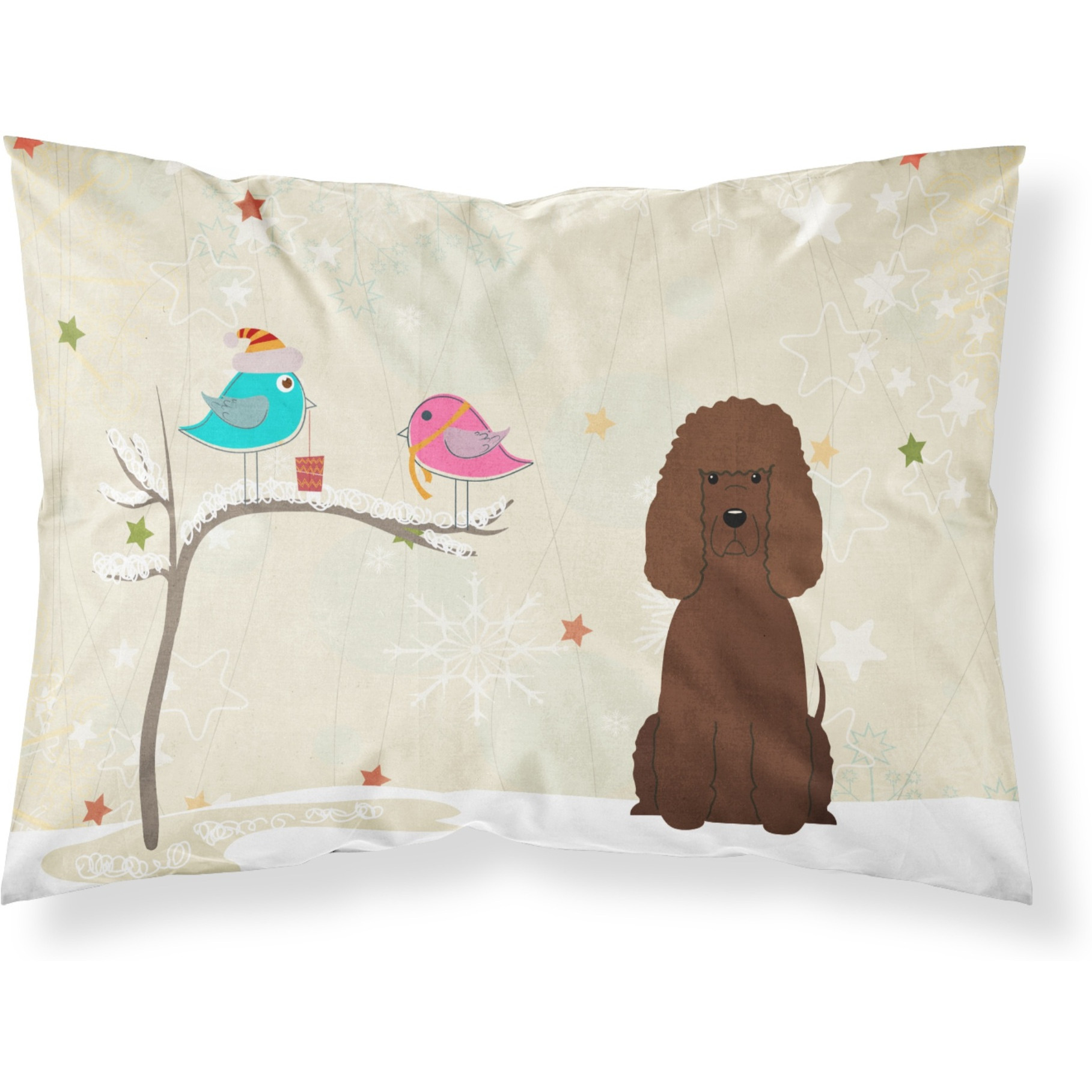 &quotCaroline's Treasures Christmas Presents between Friends Irish Water Spaniel Fabric Standard Pillowcase BB2535PILLOWCASE, Multicolor"