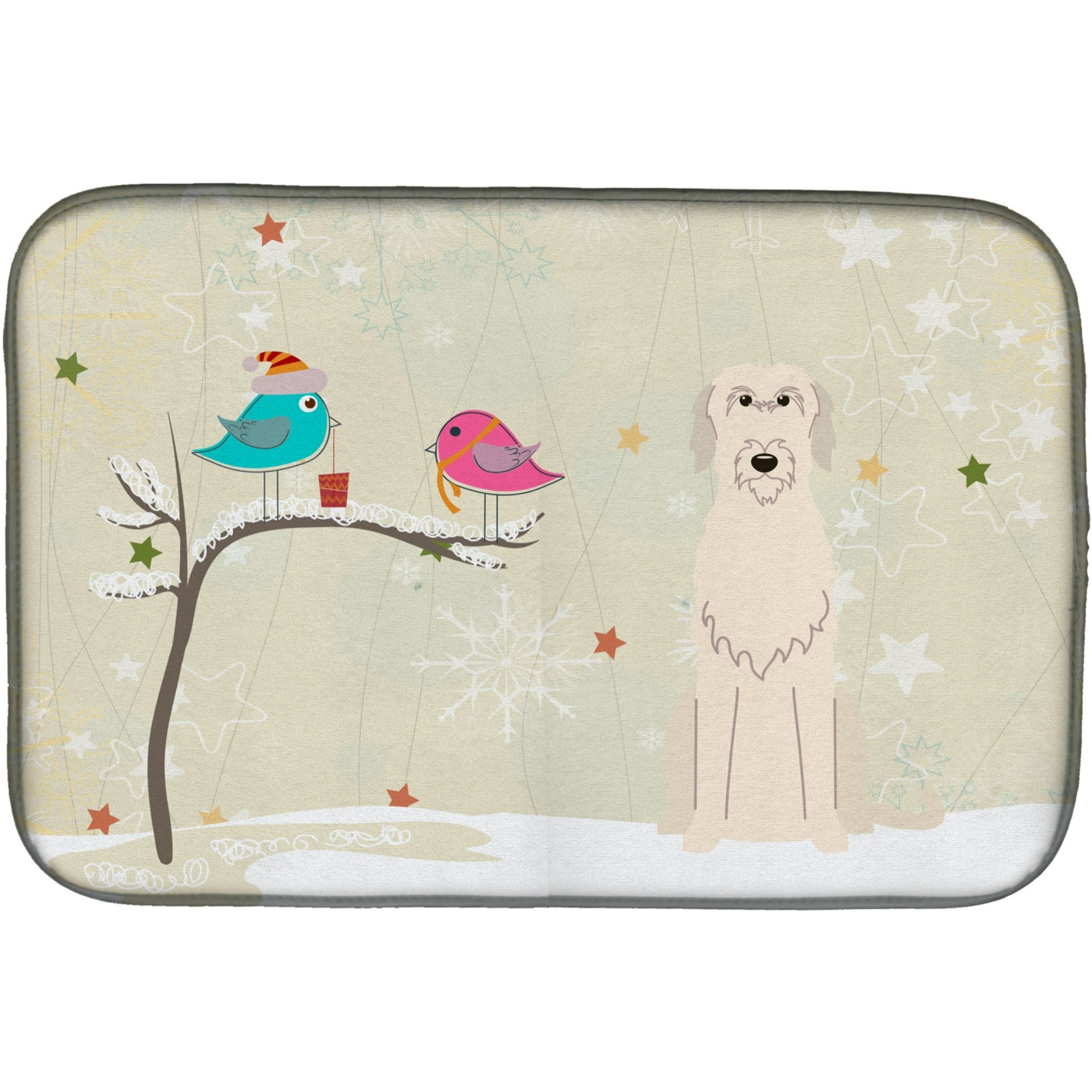 &quotCaroline's Treasures Christmas Presents Between Friends Irish Wolfhound Dish Drying Mat, 14"" x 21"""