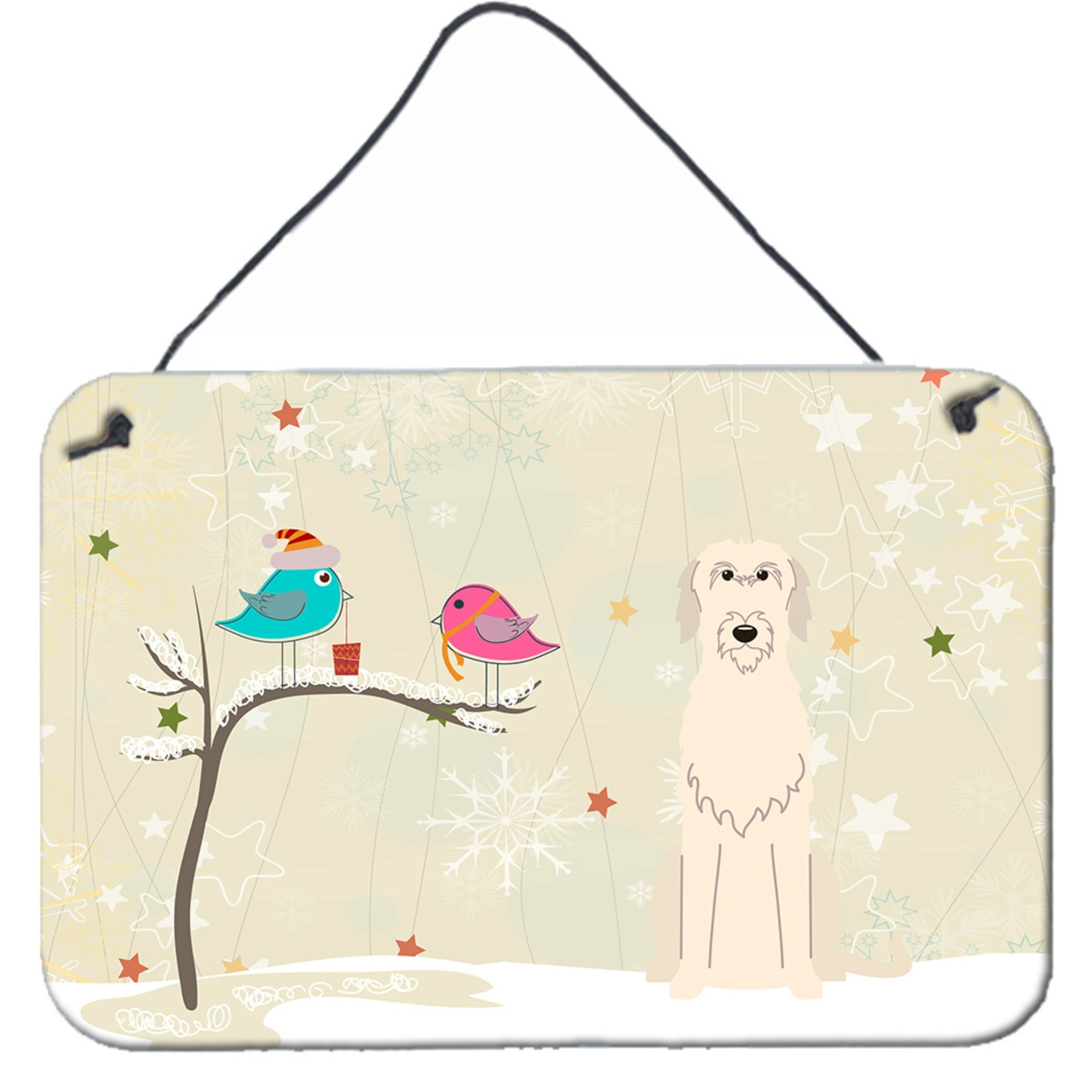&quotCaroline's Treasures Christmas Presents Friends Irish Wolfhound Wall or Door Hanging Prints BB2537DS812, 8"" x 12"""
