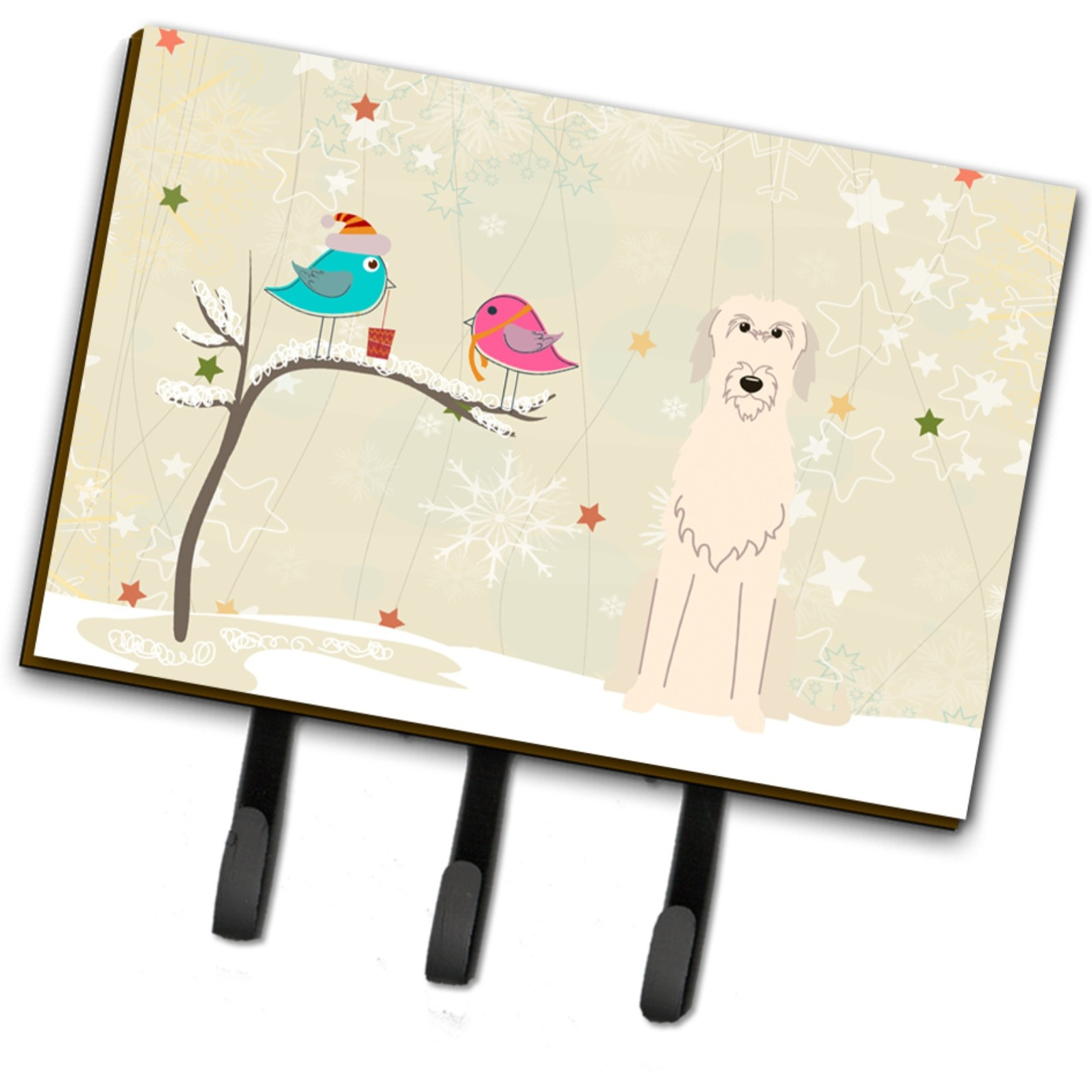 &quotCaroline's Treasures Christmas Presents between Friends Irish Wolfhound Leash or Key Holder BB2537TH68, Triple, Multicolor"