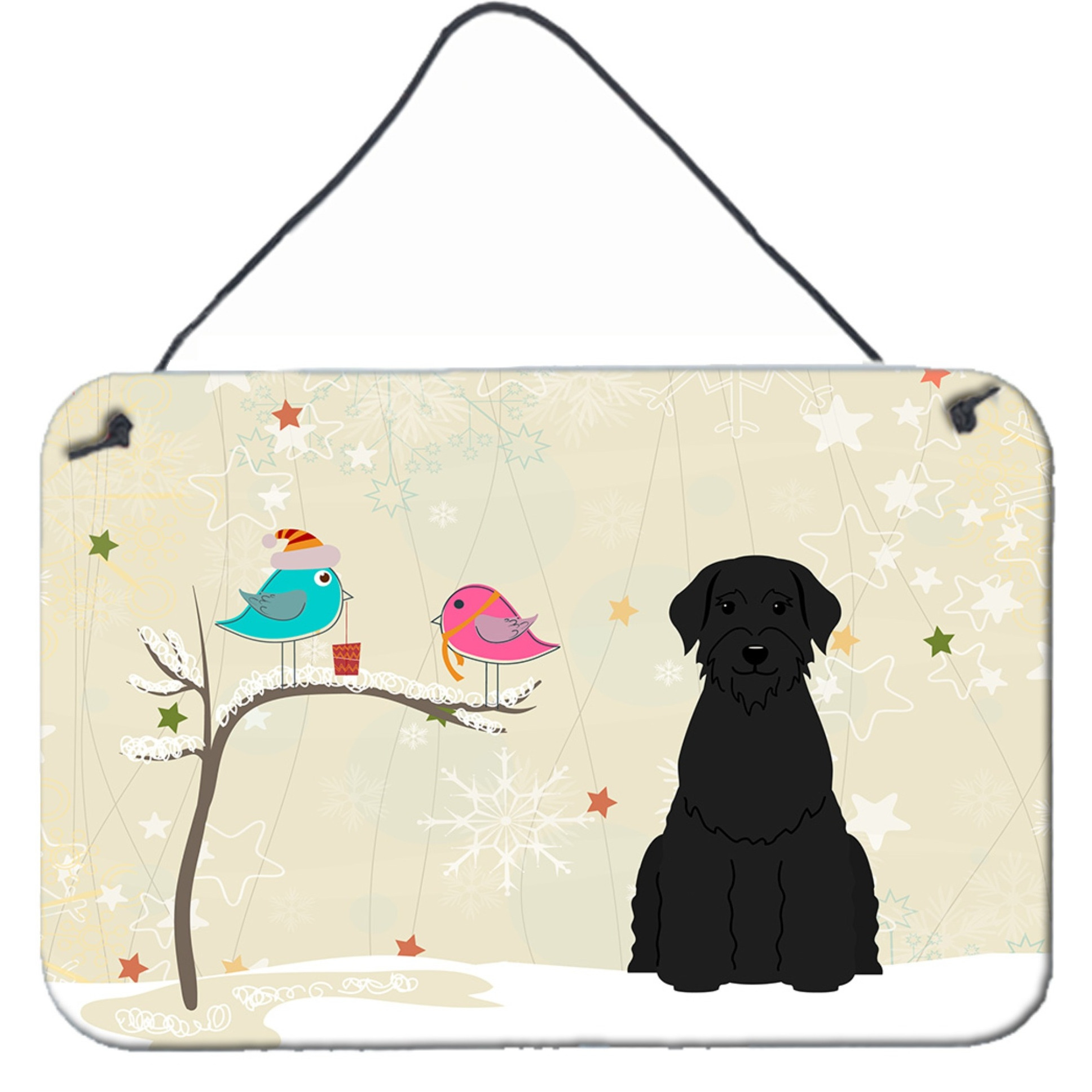 &quotCaroline's Treasures Christmas Presents between Friends Giant Schnauzer Wall or Door Hanging Prints BB2538DS812, 8"" x 12"", Multicolor"