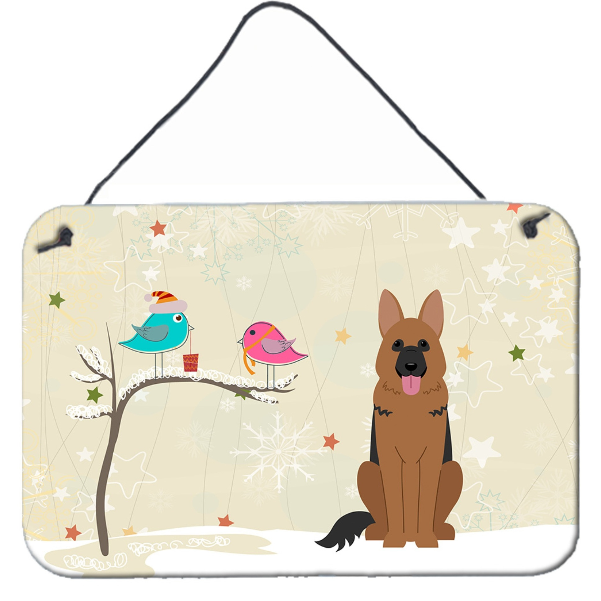 &quotCaroline's Treasures Christmas Presents Friends German Shepherd Wall or Door Hanging Prints BB2539DS812, 8"" x 12"""
