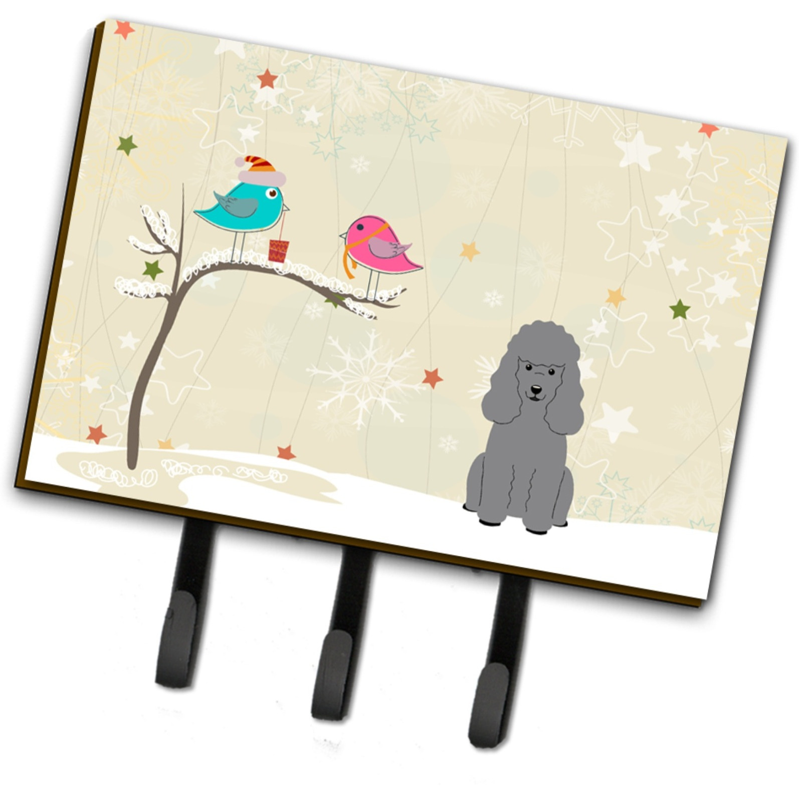 &quotCaroline's Treasures Christmas Presents between Friends Poodle Silver Leash or Key Holder BB2540TH68, Triple, Multicolor"