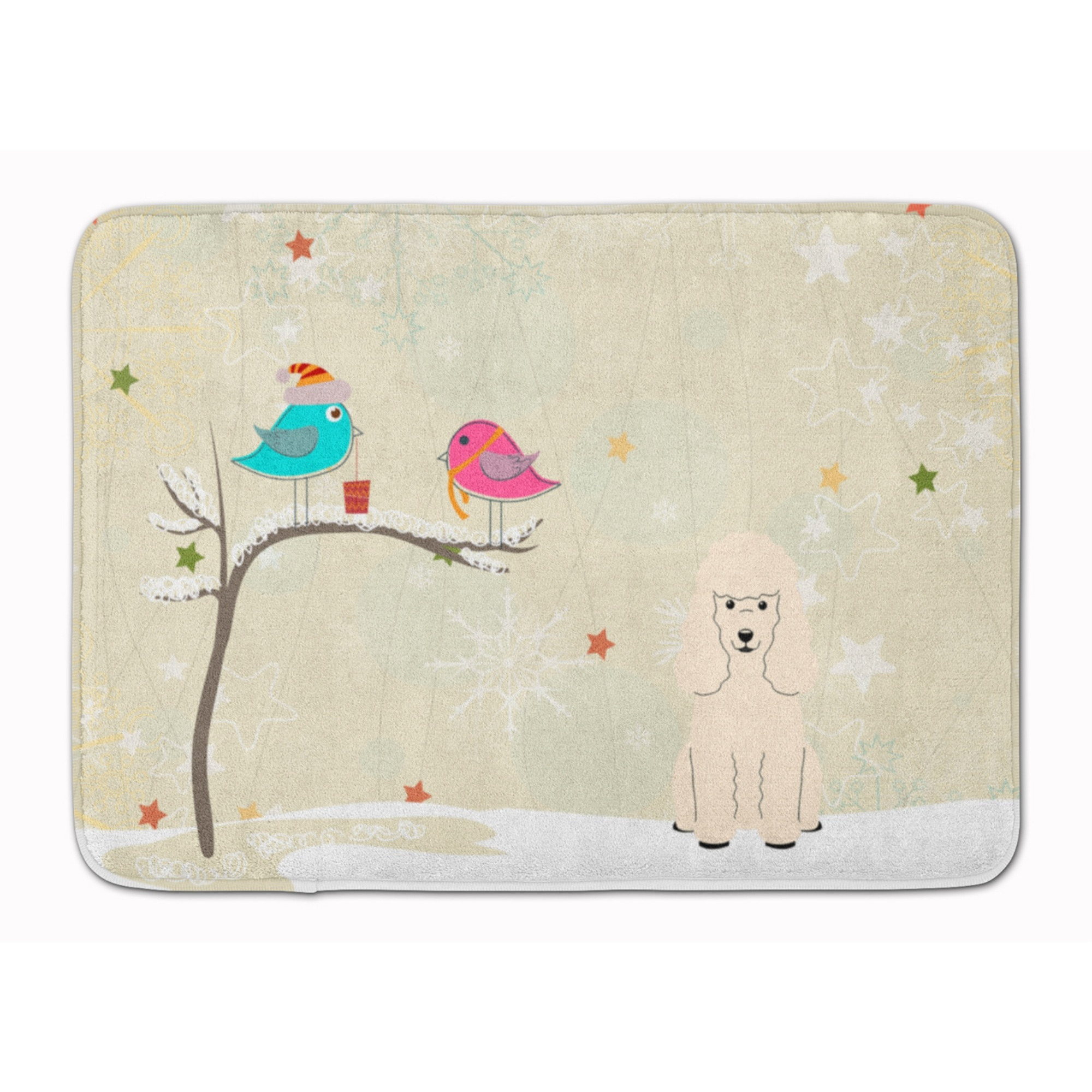 &quotCaroline's Treasures Christmas Presents Friends Poodle White Floor Mat, 19"" x 27"", Multicolor"