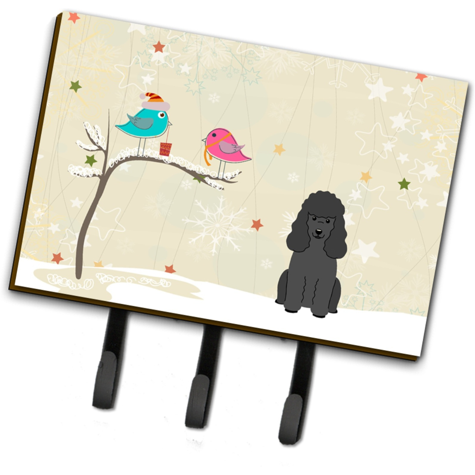 &quotCaroline's Treasures Christmas Presents between Friends Poodle Black Leash or Key Holder BB2543TH68, Triple, Multicolor"