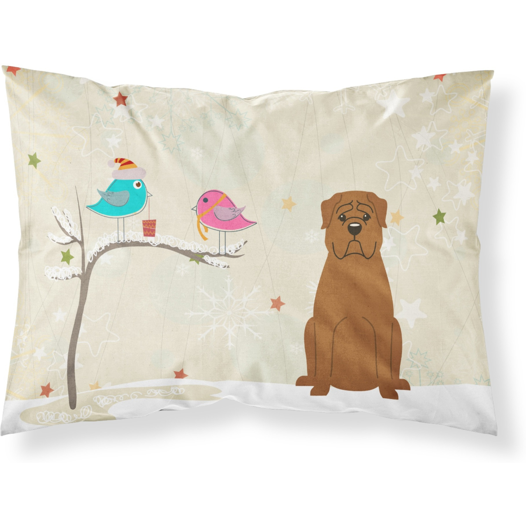 &quotCaroline's Treasures Christmas Presents between Friends Dogue de Bourdeaux Fabric Standard Pillowcase BB2545PILLOWCASE, Multicolor"