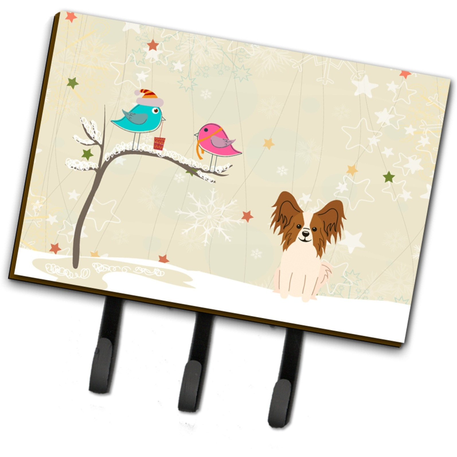 &quotCaroline's Treasures Christmas Presents between Friends Papillon Red White Leash or Key Holder BB2550TH68, Triple, Multicolor"