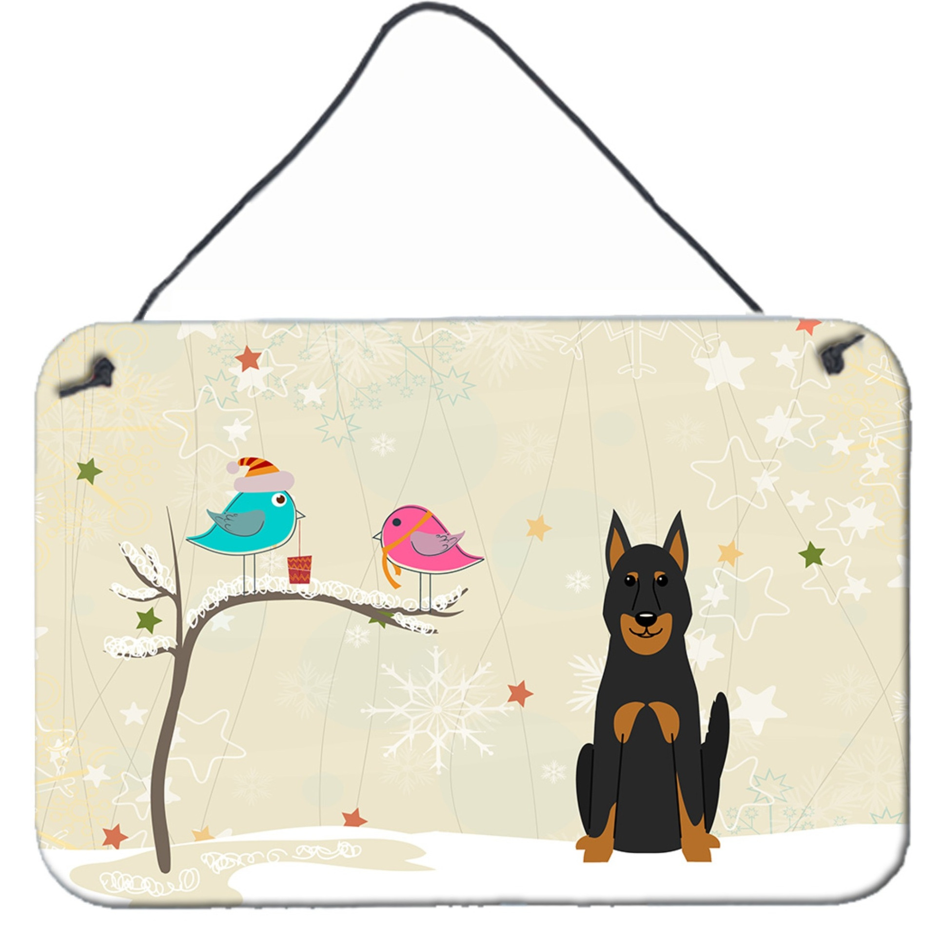 &quotCaroline's Treasures Christmas Presents between Friends Beauce Shepherd Dog Wall or Door Hanging Prints BB2552DS812, 8"" x 12"", Multicolor"