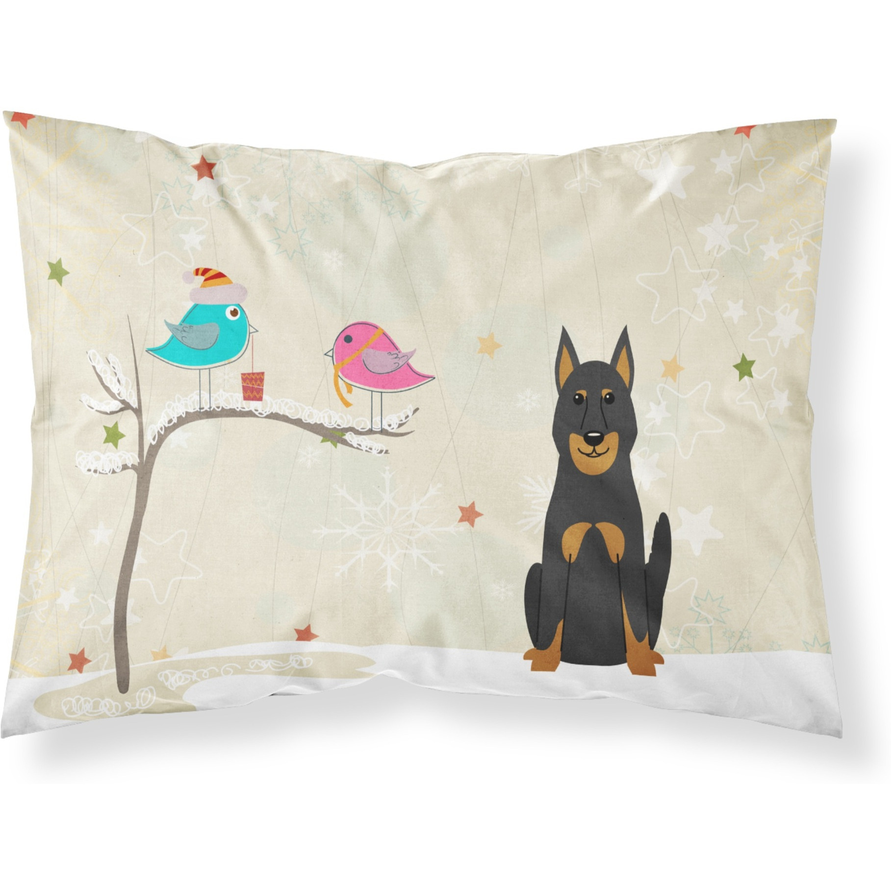 Caroline's Treasures Christmas Presents Friends Beauce Shepherd Dog Fabric Standard Pillowcase BB2552PILLOWCASE