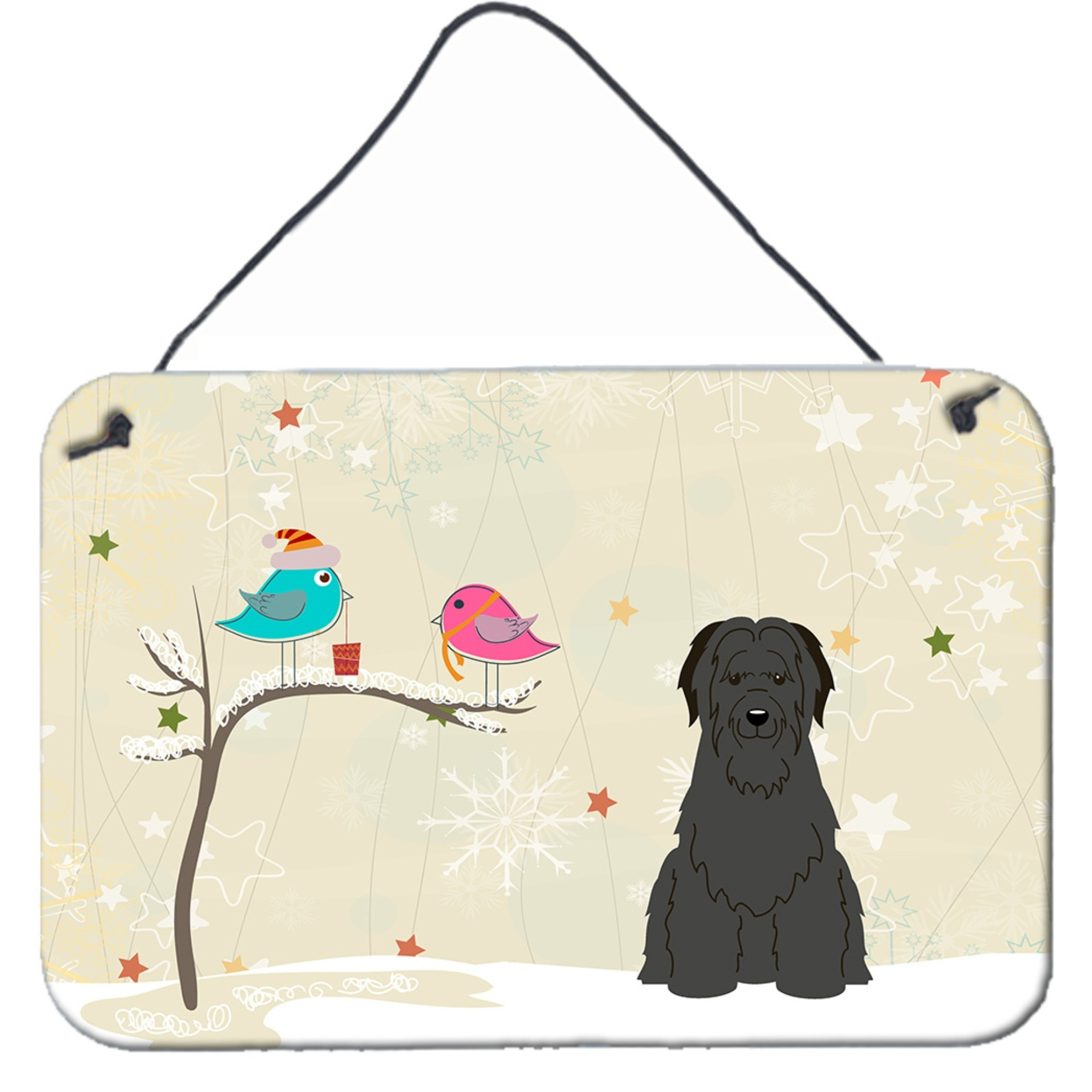 &quotCaroline's Treasures Christmas Presents between Friends Briard Black Wall or Door Hanging Prints BB2553DS812, 8"" x 12"", Multicolor"