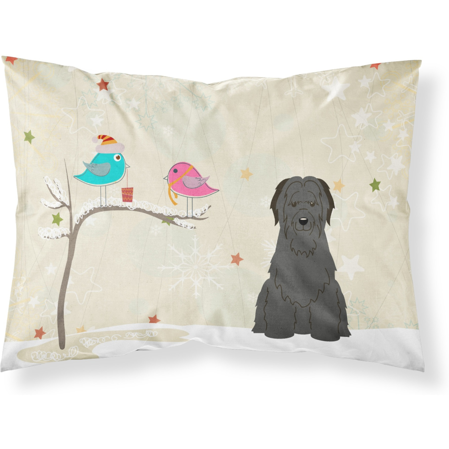 Caroline's Treasures Christmas Presents Friends Briard Black Fabric Standard Pillowcase BB2553PILLOWCASE