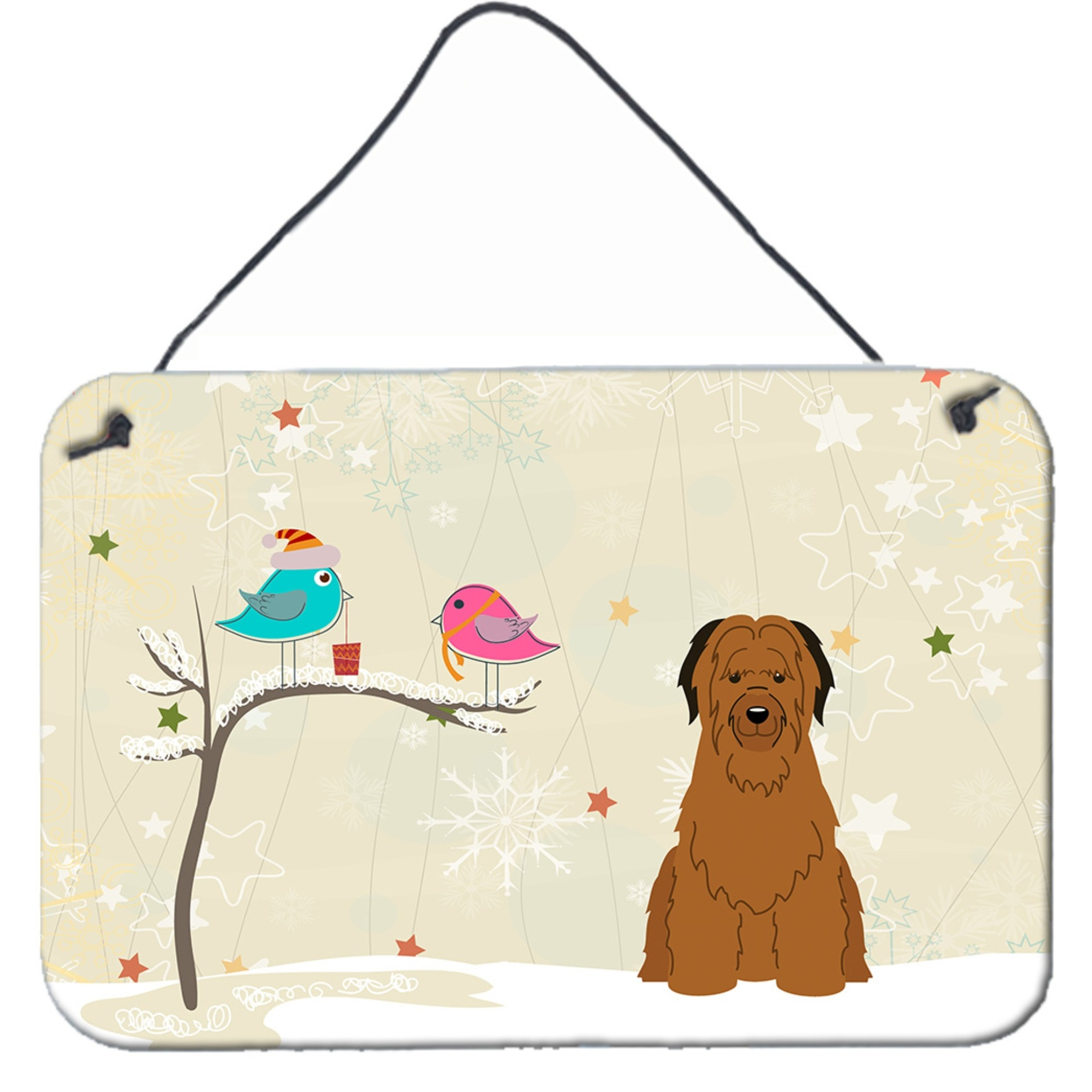 &quotCaroline's Treasures Christmas Presents Friends Briard Brown Wall or Door Hanging Prints BB2554DS812, 8"" x 12"""