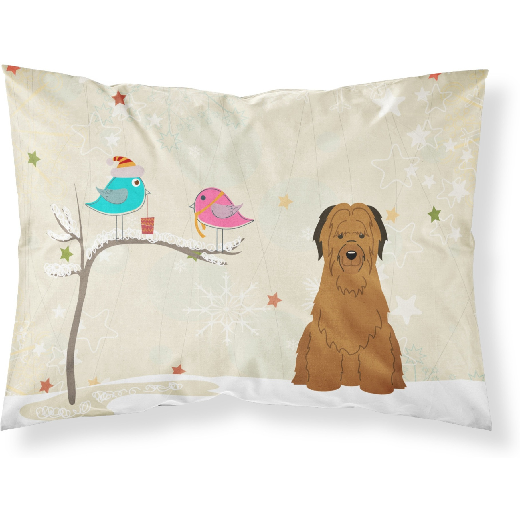 &quotCaroline's Treasures Christmas Presents between Friends Briard Brown Fabric Standard Pillowcase BB2554PILLOWCASE, Multicolor"