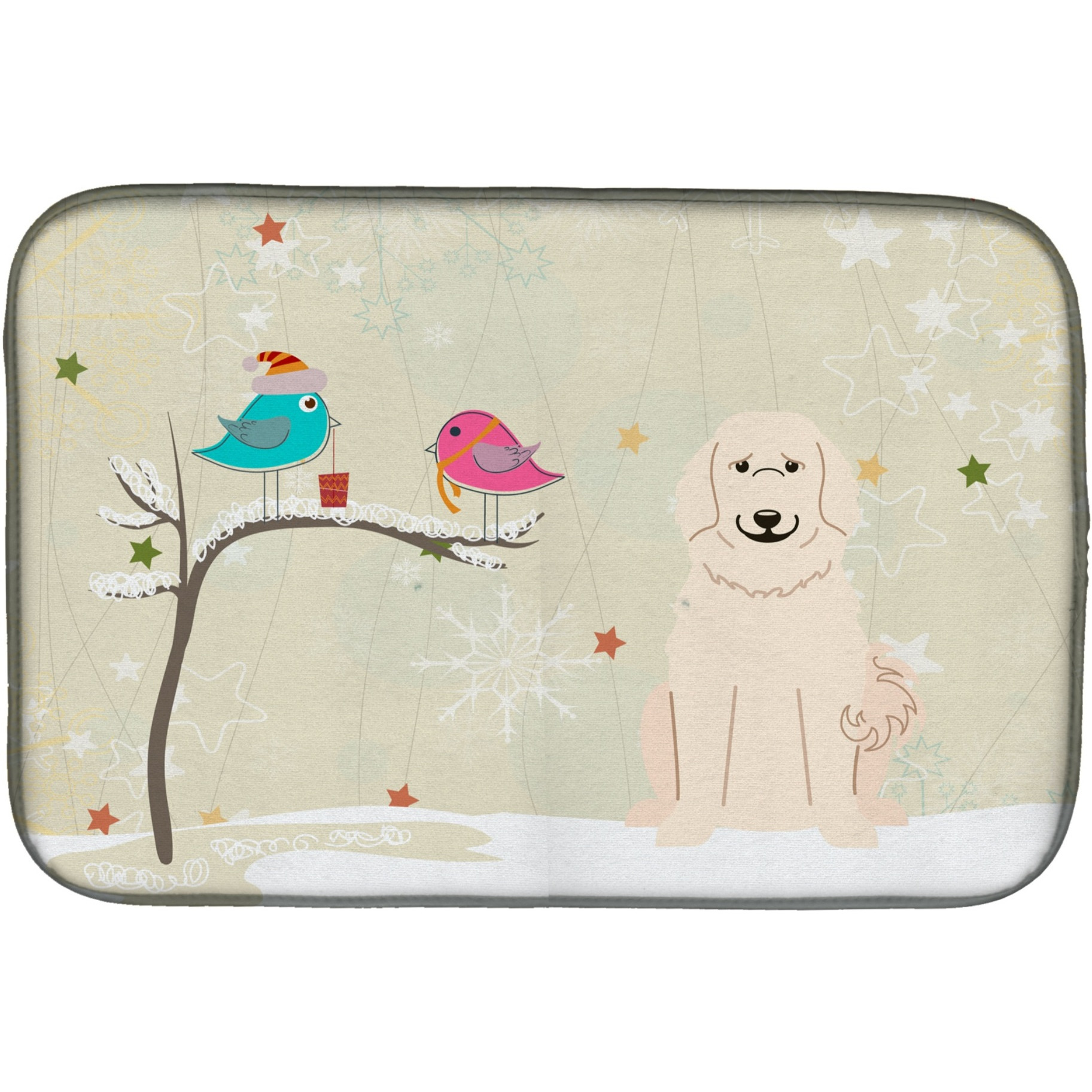 &quotCaroline's Treasures Christmas Presents Between Friends Pyrenees Dish Drying Mat, 14"" x 21"""
