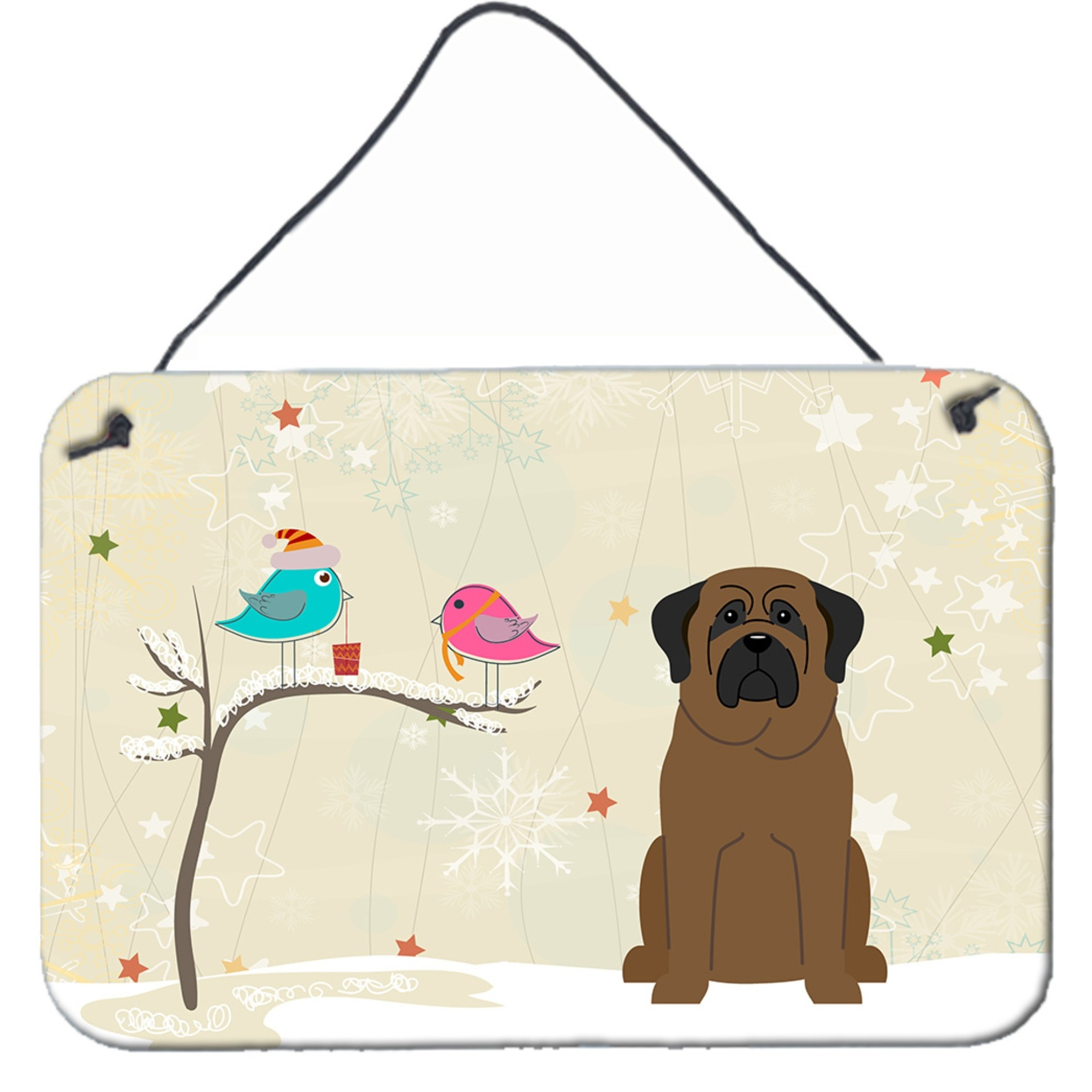 &quotCaroline's Treasures Christmas Presents Friends Bullmastiff Wall or Door Hanging Prints BB2556DS812, 8"" x 12"""