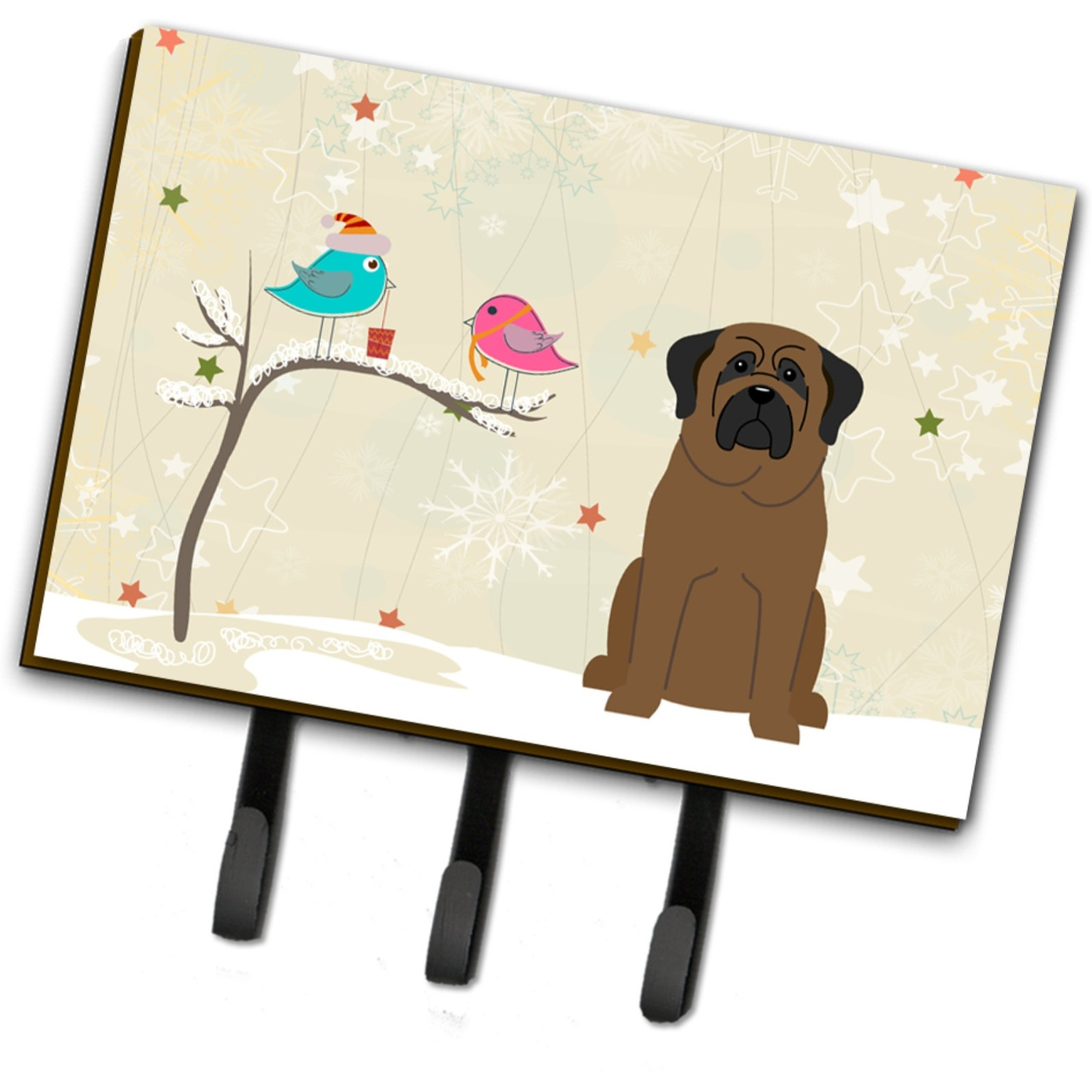 &quotCaroline's Treasures Christmas Presents between Friends Bullmastiff Leash or Key Holder BB2556TH68, Triple, Multicolor"