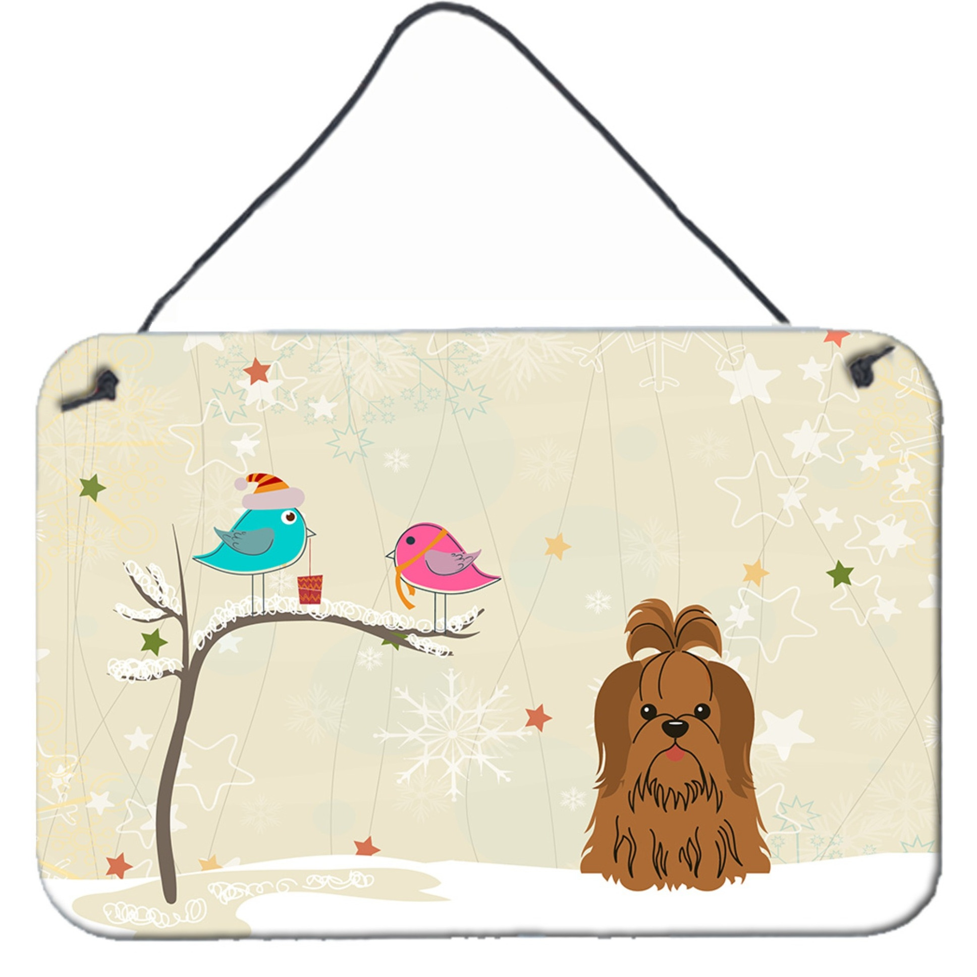 &quotCaroline's Treasures Christmas Presents Friends Shih Tzu Chocolate Wall or Door Hanging Prints BB2558DS812, 8"" x 12"""