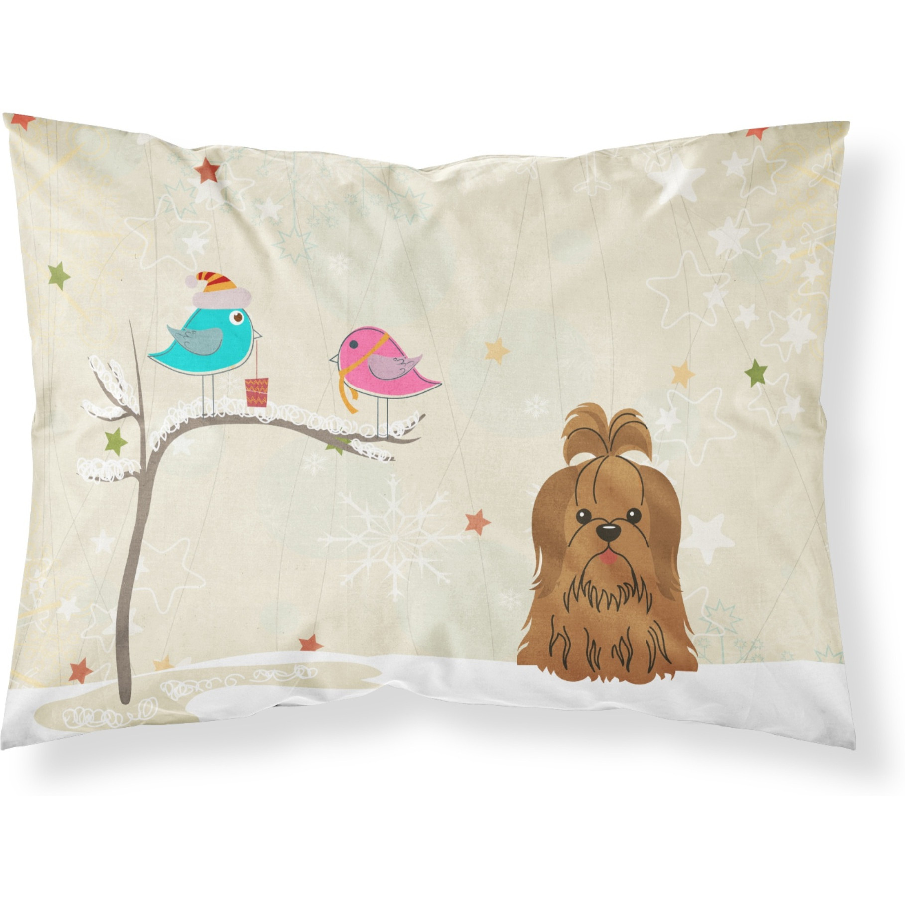 &quotCaroline's Treasures Christmas Presents between Friends Shih Tzu Chocolate Fabric Standard Pillowcase BB2558PILLOWCASE, Multicolor"