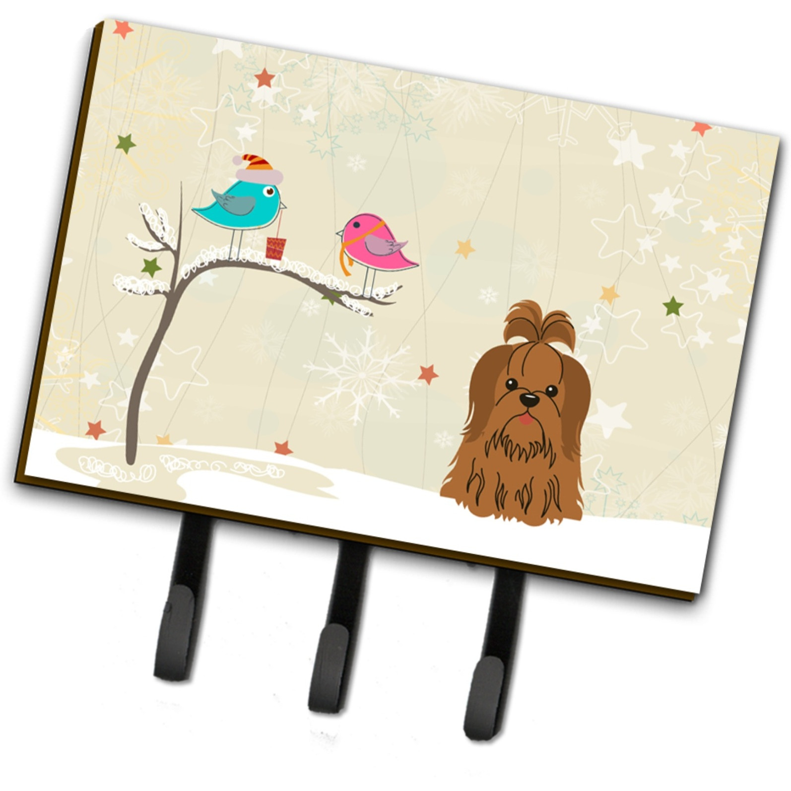 &quotCaroline's Treasures Christmas Presents Friends Shih Tzu Chocolate Leash or Key Holder BB2558TH68, Triple"