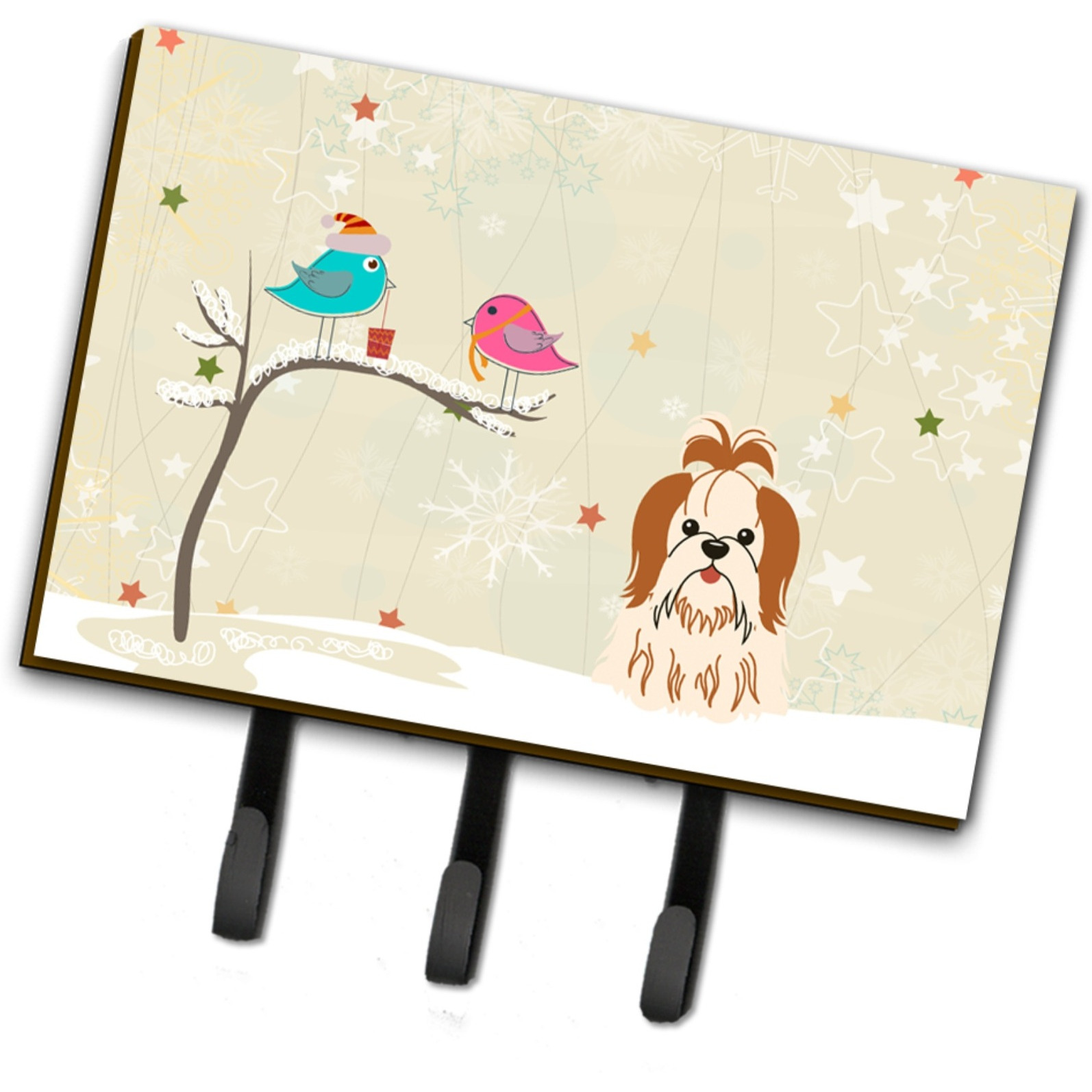 &quotCaroline's Treasures Christmas Presents between Friends Shih Tzu Red White Leash or Key Holder BB2559TH68, Triple, Multicolor"
