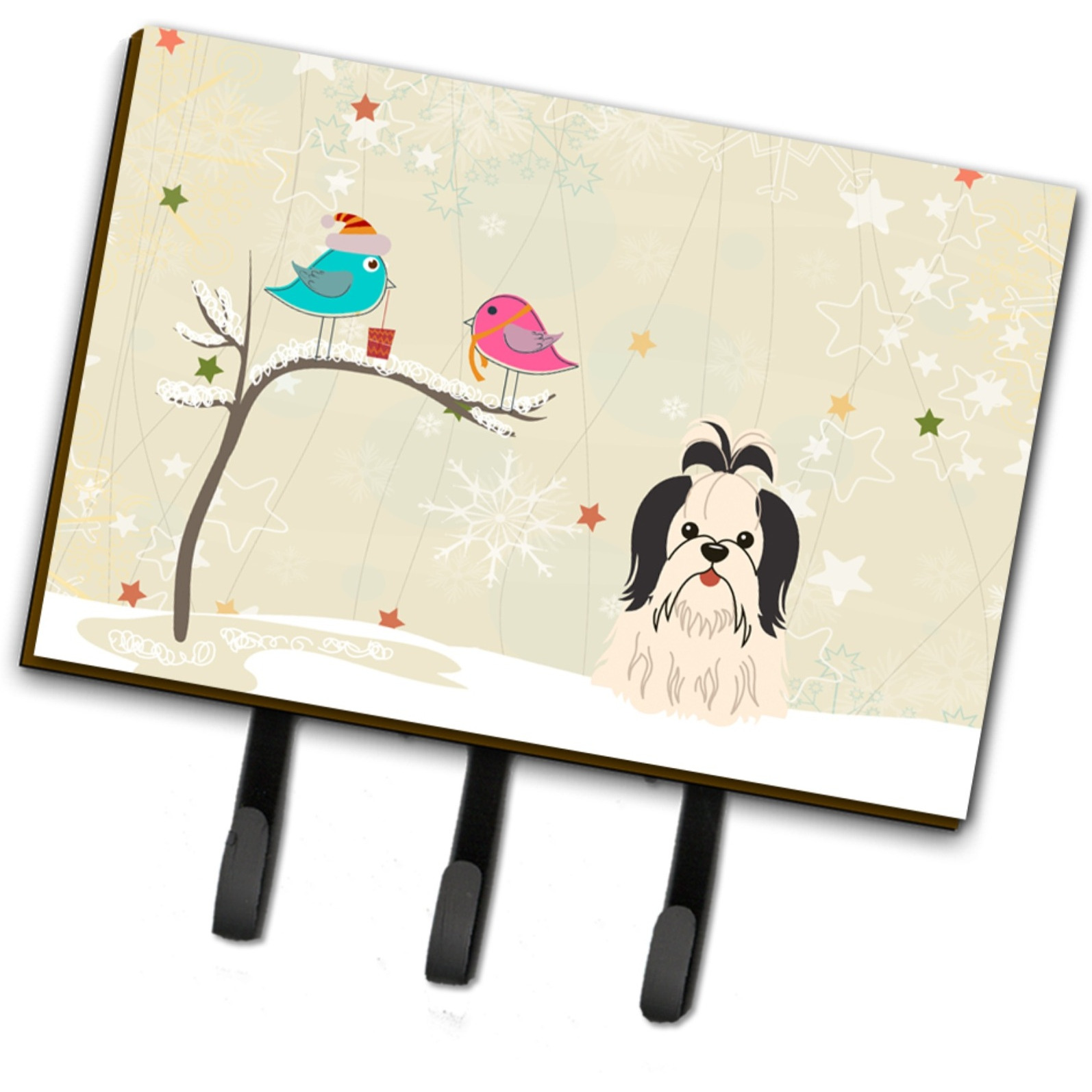 &quotCaroline's Treasures Christmas Presents Friends Shih Tzu Black White Leash or Key Holder BB2560TH68, Triple"