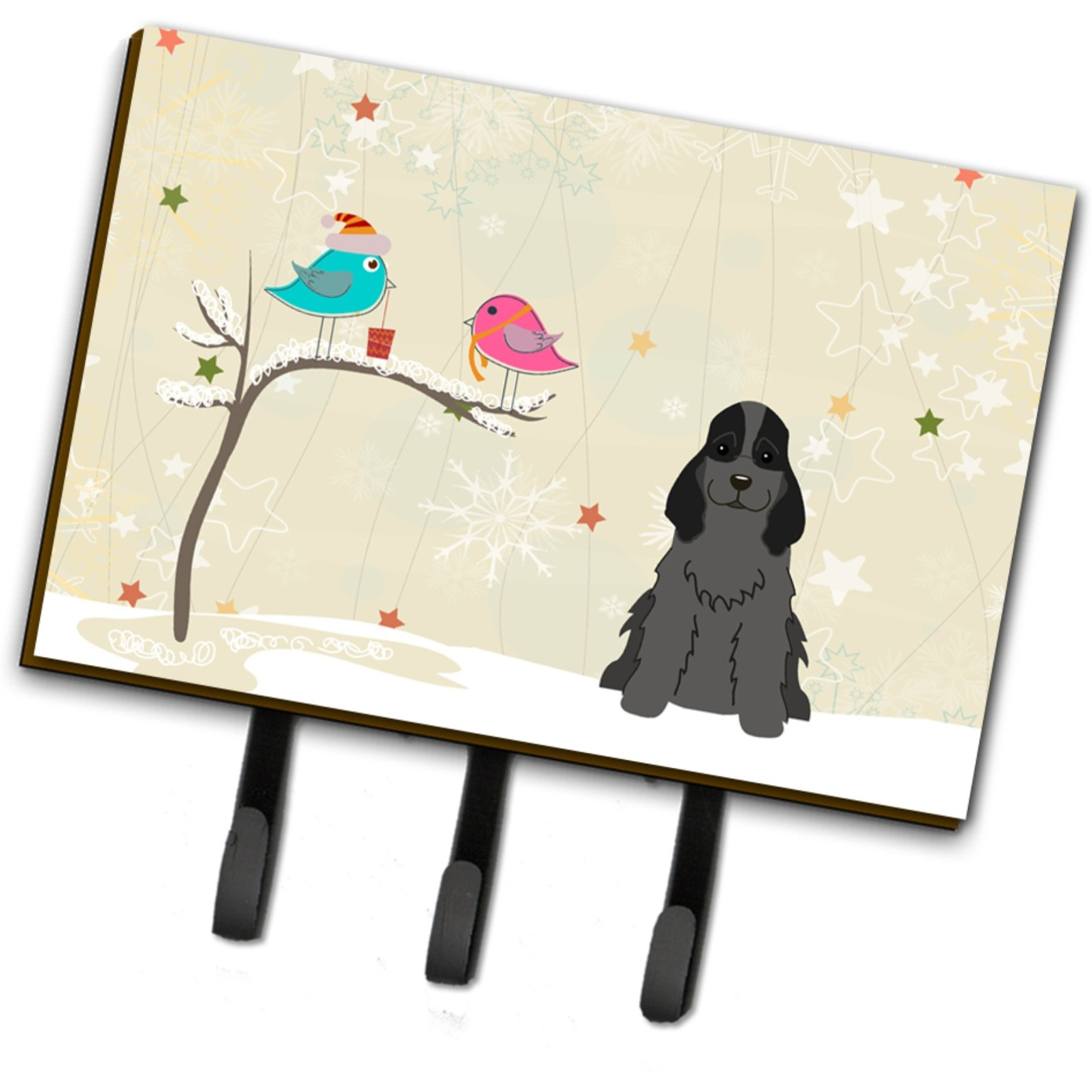&quotCaroline's Treasures Christmas Presents between Friends Cocker Spaniel Black Leash or Key Holder BB2564TH68, Triple, Multicolor"