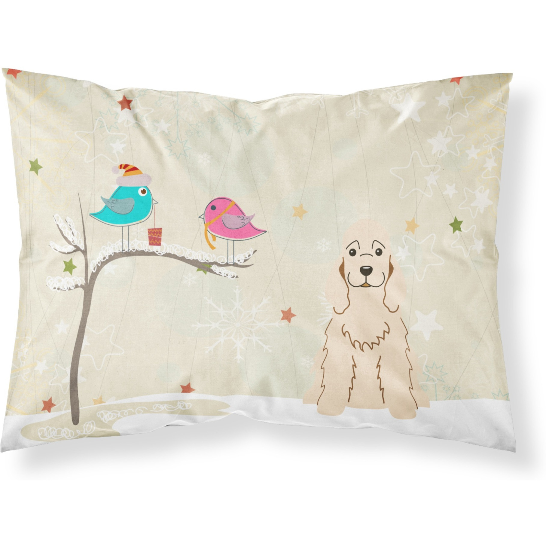 Caroline's Treasures Christmas Presents Friends Cocker Spaniel Buff Fabric Standard Pillowcase BB2566PILLOWCASE