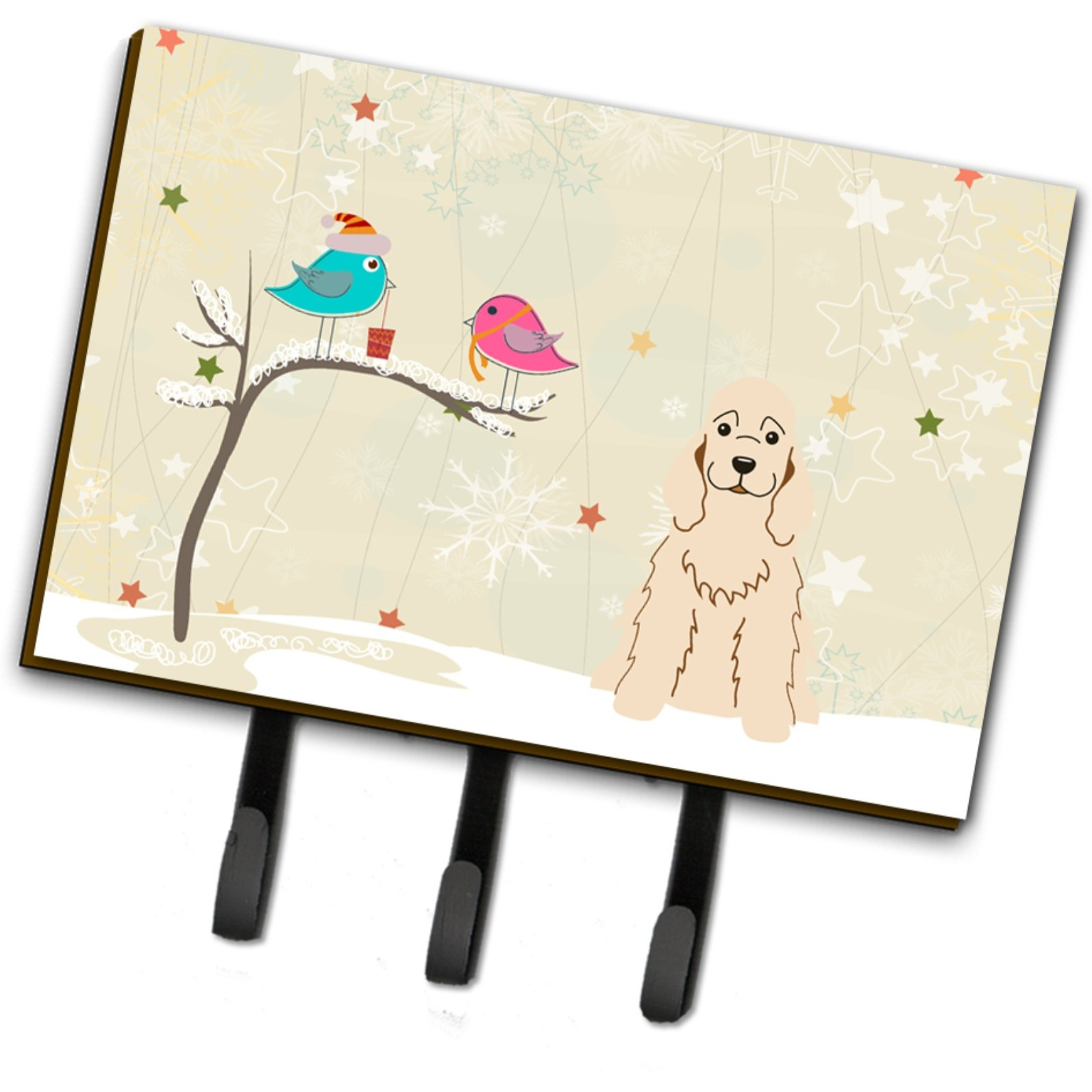 &quotCaroline's Treasures Christmas Presents Friends Cocker Spaniel Buff Leash or Key Holder BB2566TH68, Triple"