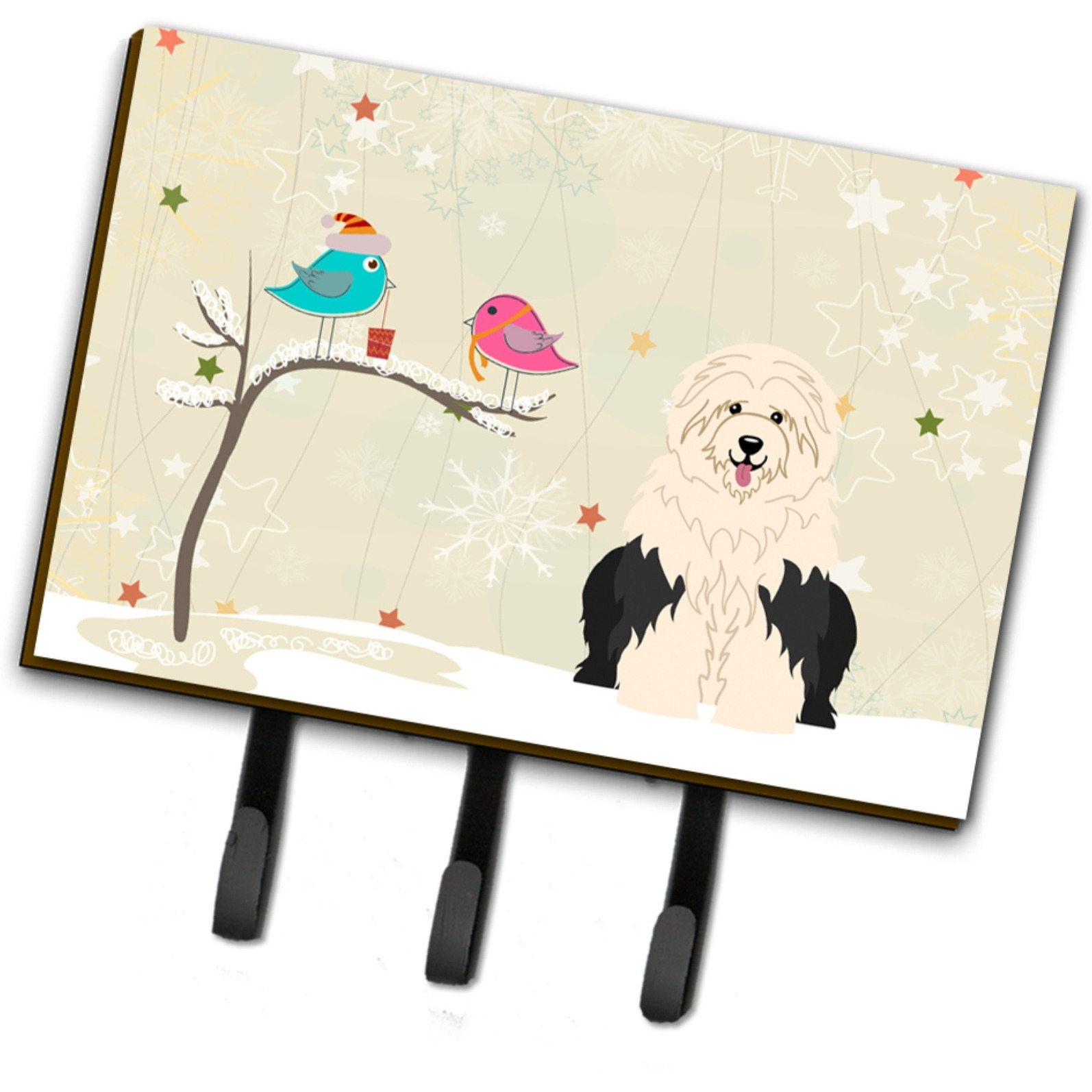 &quotCaroline's Treasures Christmas Presents Friends Old English Sheepdog Leash or Key Holder BB2568TH68, Triple"