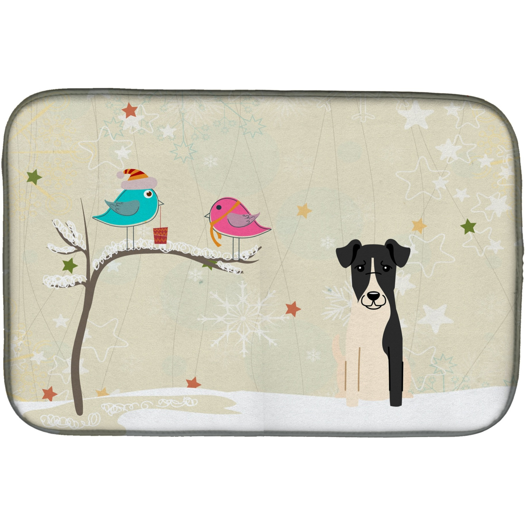 Christmas Presents between Friends Smooth Fox Terrier Dish Drying Mat BB2570DDM